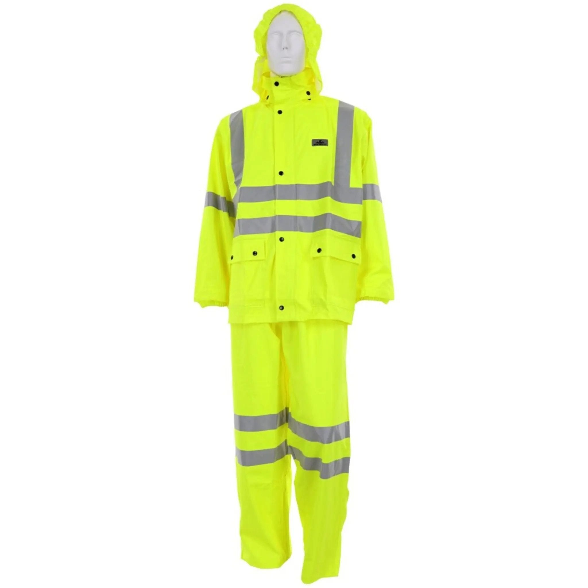 flame resistant rain gear MCR Safety Luminator Class III Rain Suit 0.4 mm Polyurethane Fluorescent Lime Medium 5182M