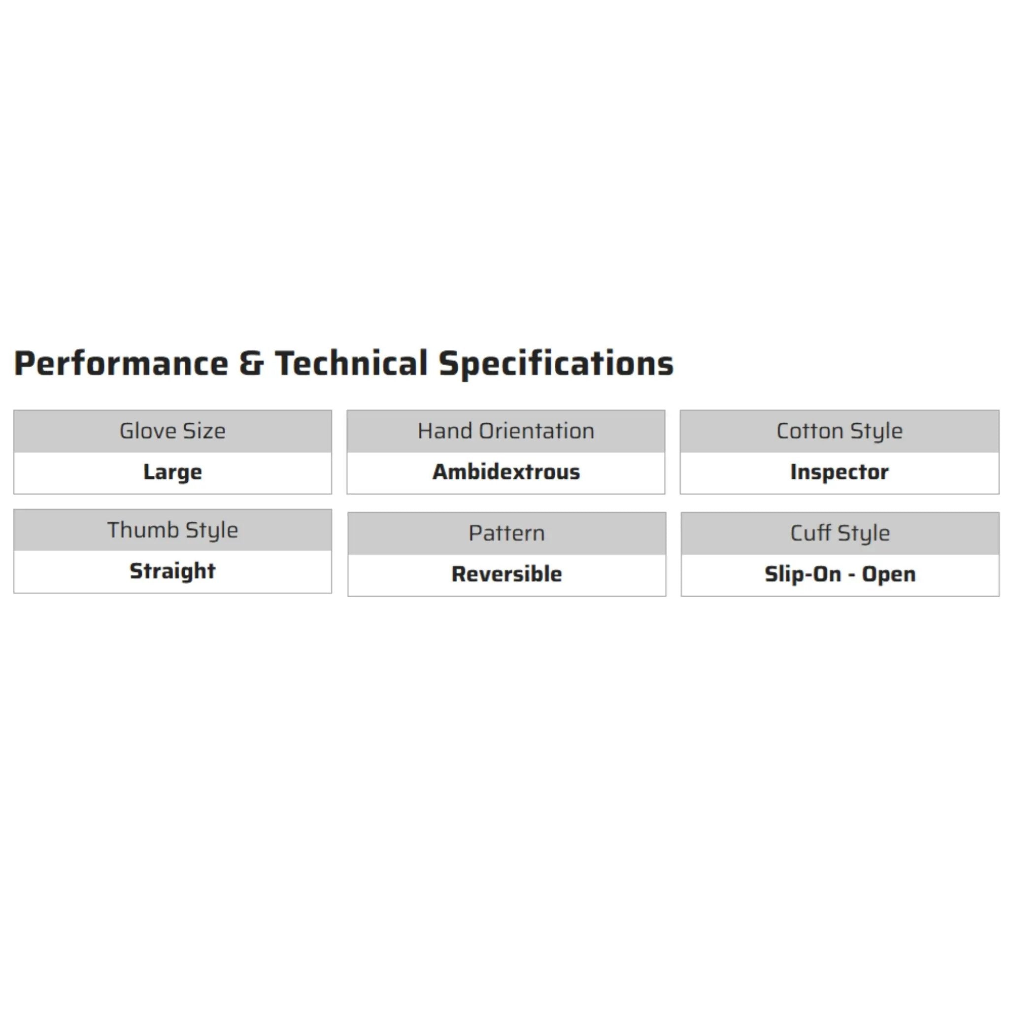 MCR Safety 8614C Inspectors Gloves, Specs