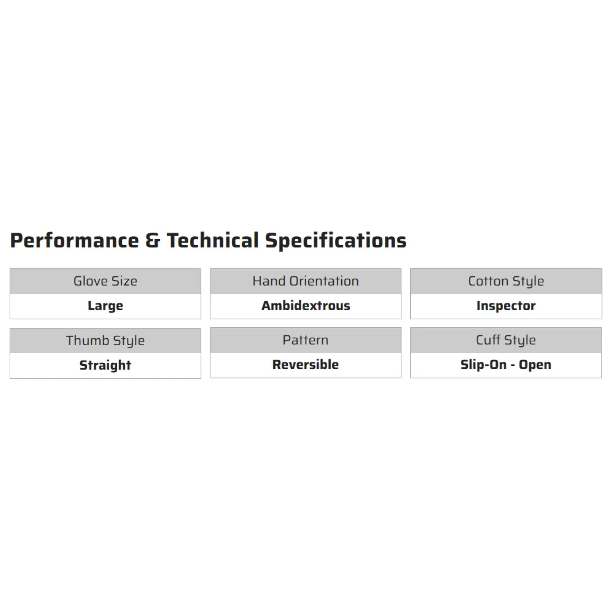 MCR Safety 8620C Inspectors Gloves, Specs