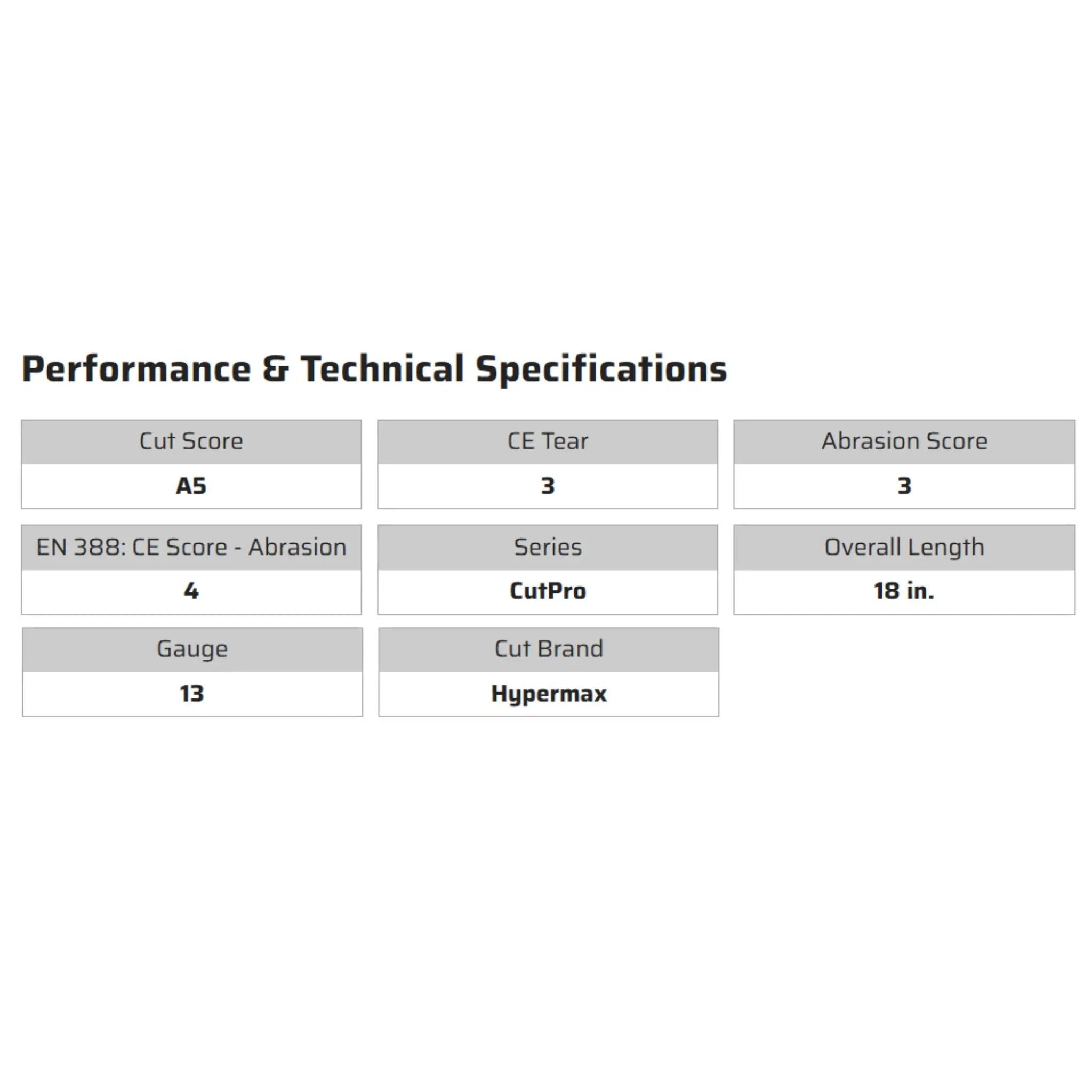 MCR Safety Cut Pro 9218OVT Cut Resistant 18-Inch Sleeve, Specs