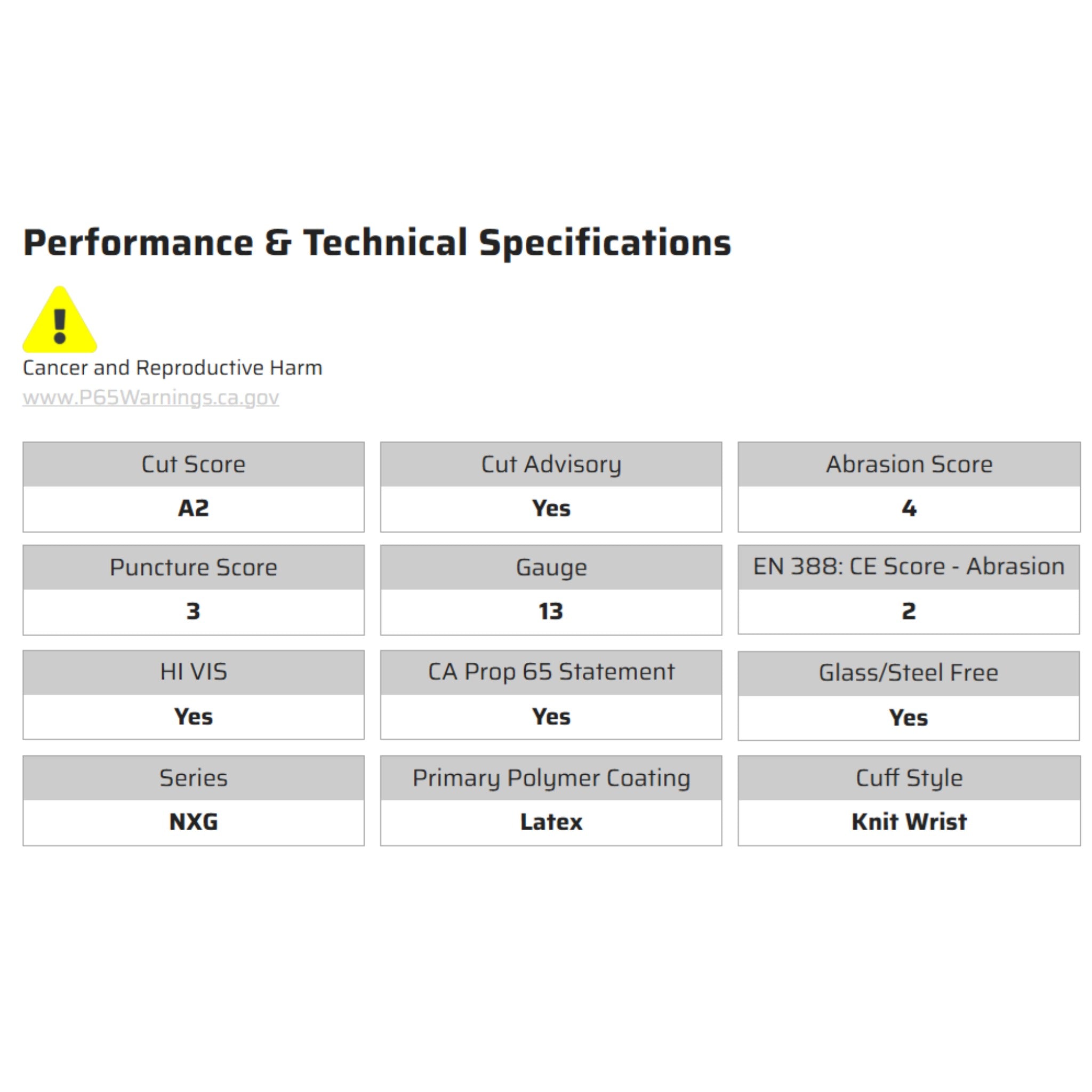 MCR Safety NXG 96731HV Work Gloves, Specs