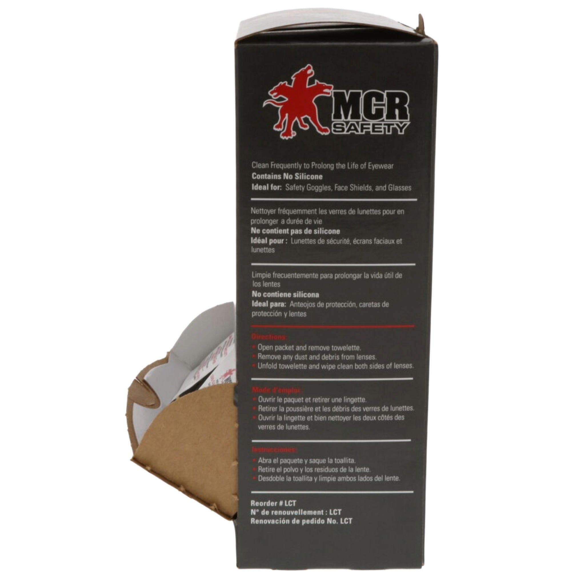MCR Safety LCT Lens Cleaning Towelettes, Side