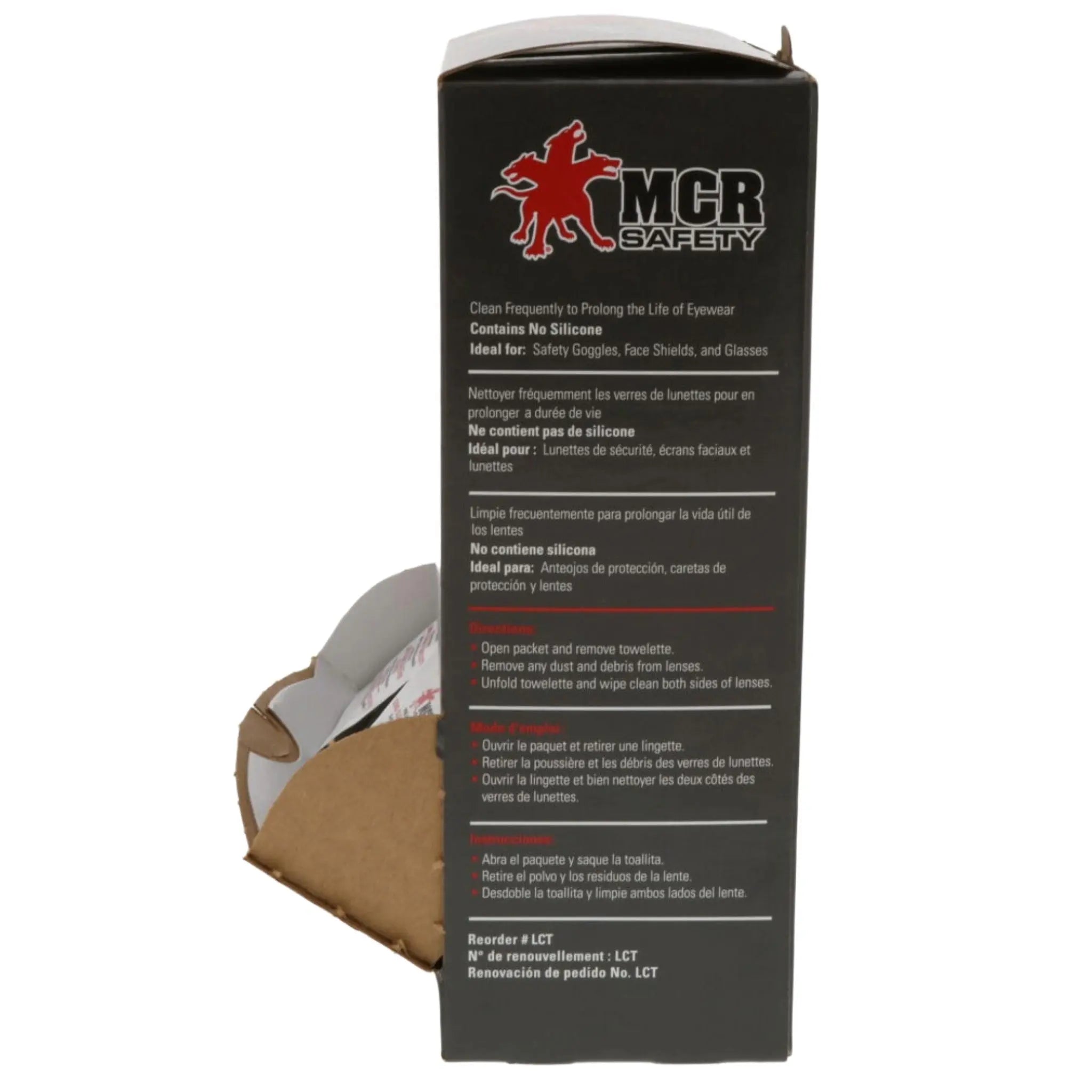 MCR Safety LCT Lens Cleaning Towelettes, Side