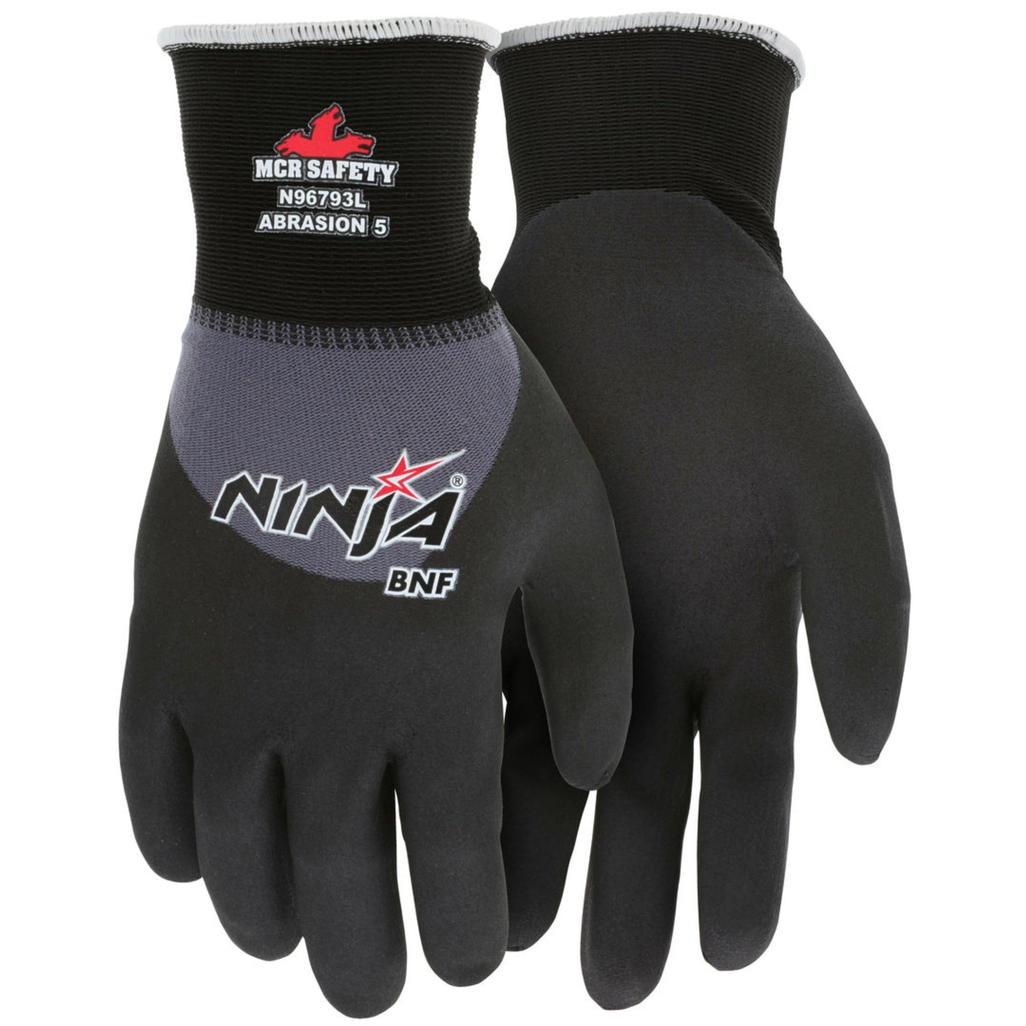 MCR Safety Ninja BNF N96793 NFT Coated Work Gloves, 15 Gauge Nylon