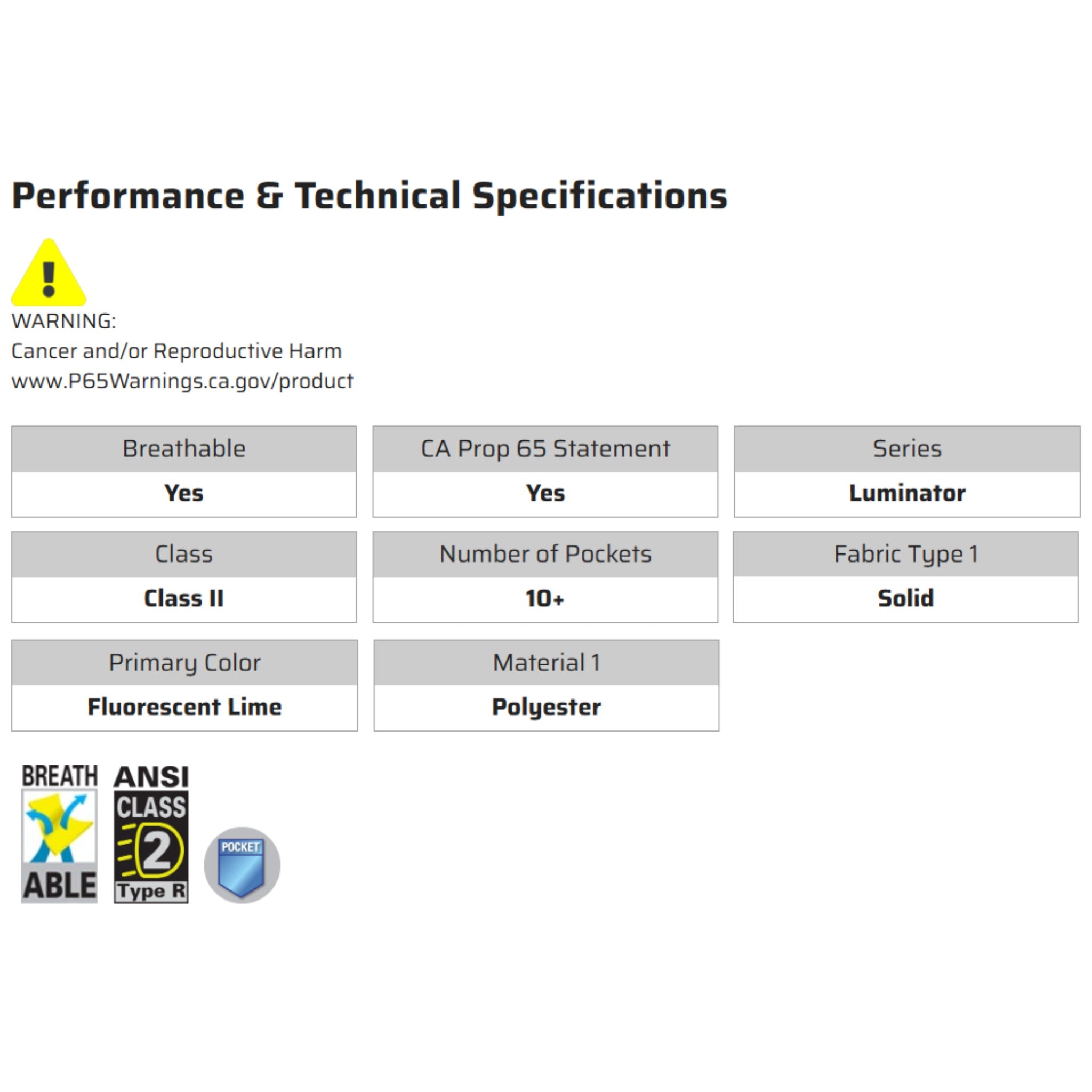 MCR Safety Luminator PSURVCL2LS Safety Vest, Specs