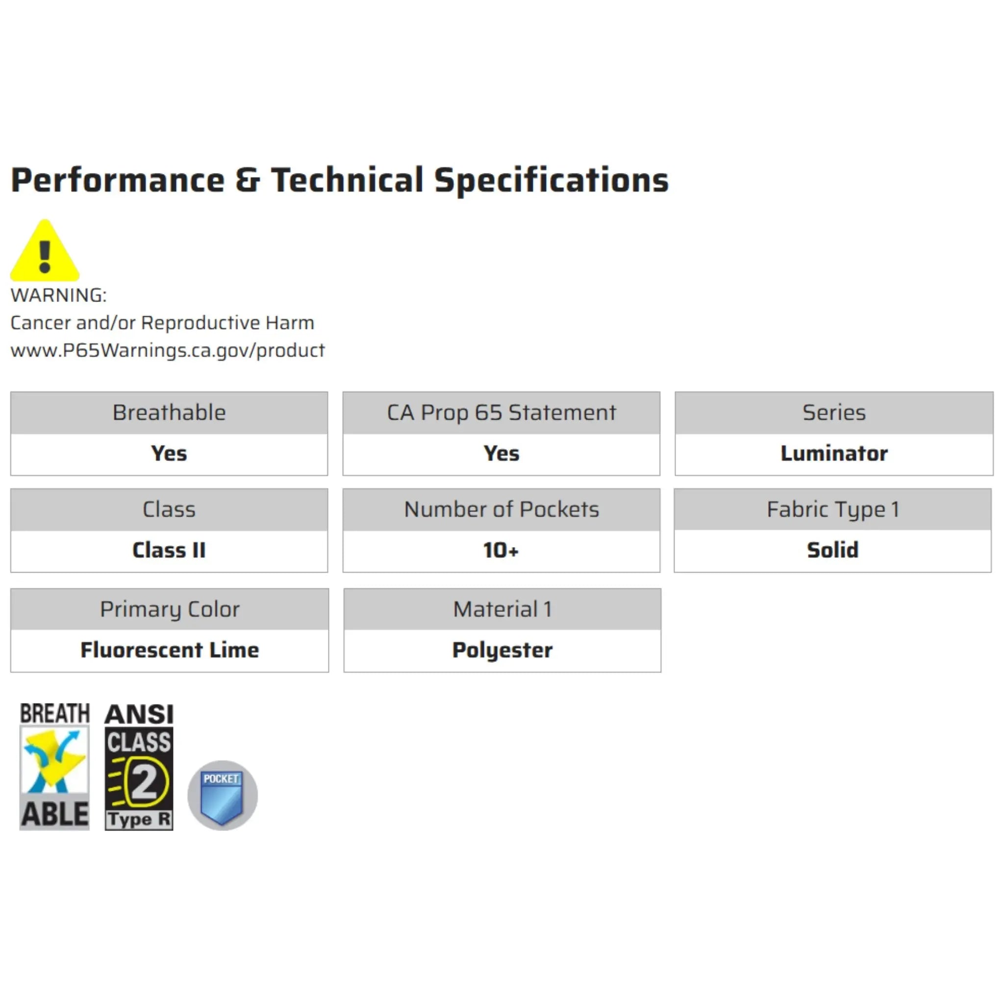 MCR Safety Luminator PSURVCL2LS Safety Vest, Specs
