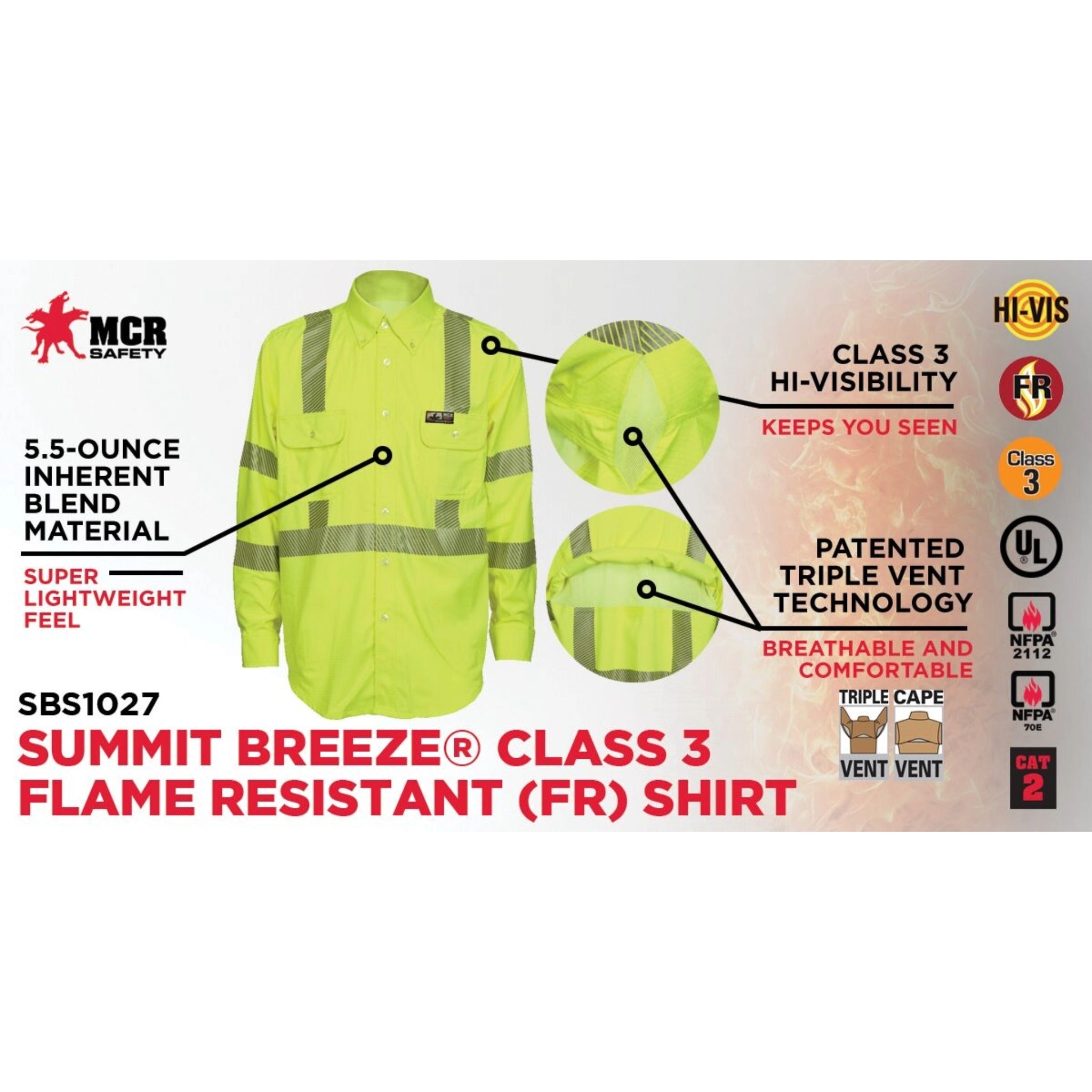 MCR Safety Summit Breeze SBS1027 Shirt, Specs_2