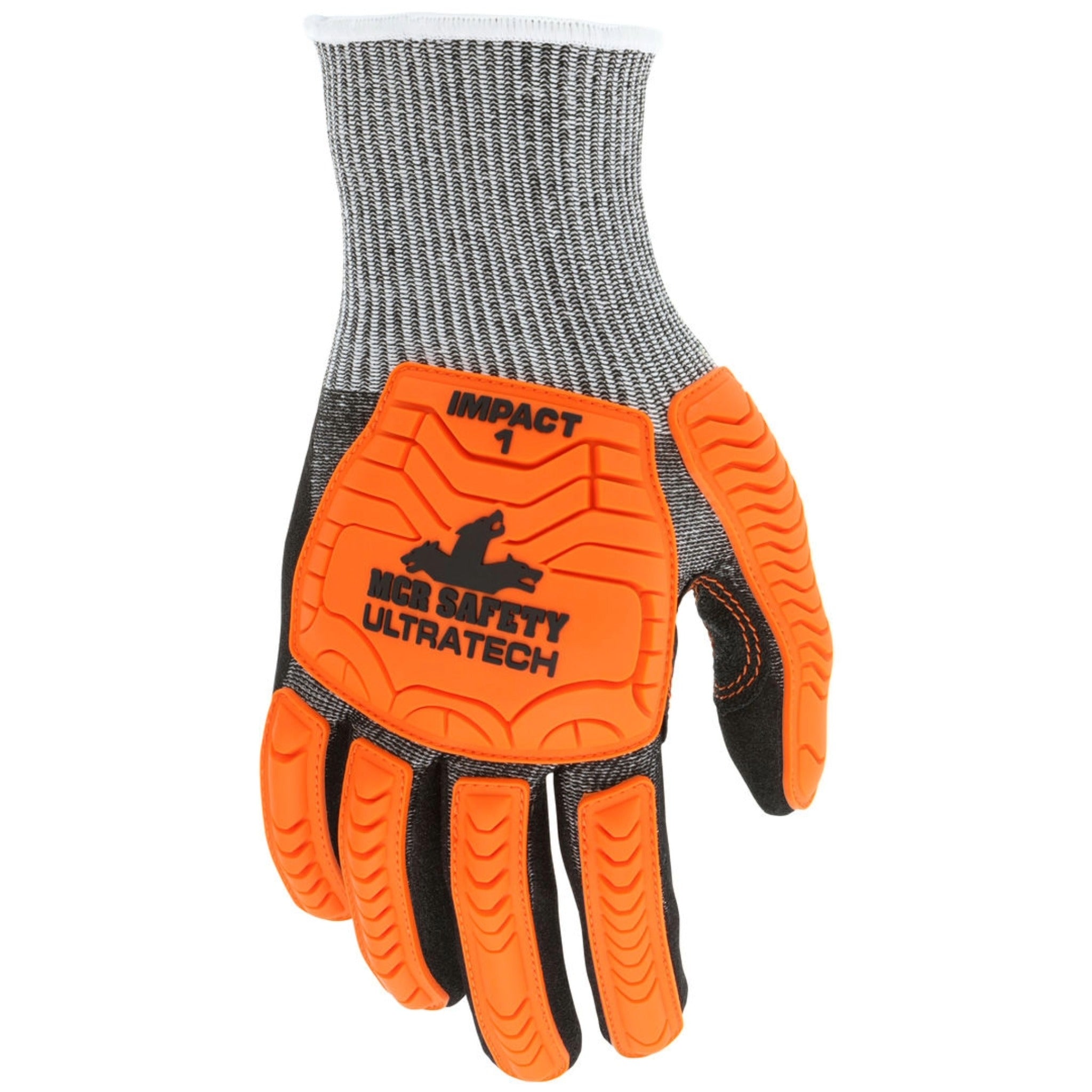 MCR Safety Ultratech UT1952 Sandy Nitrile Foam Coated CutPro 13-Gauge HyperMax HPPE Shell Work Gloves with Hi-Vis TPR Back, Gray, 1 Pair