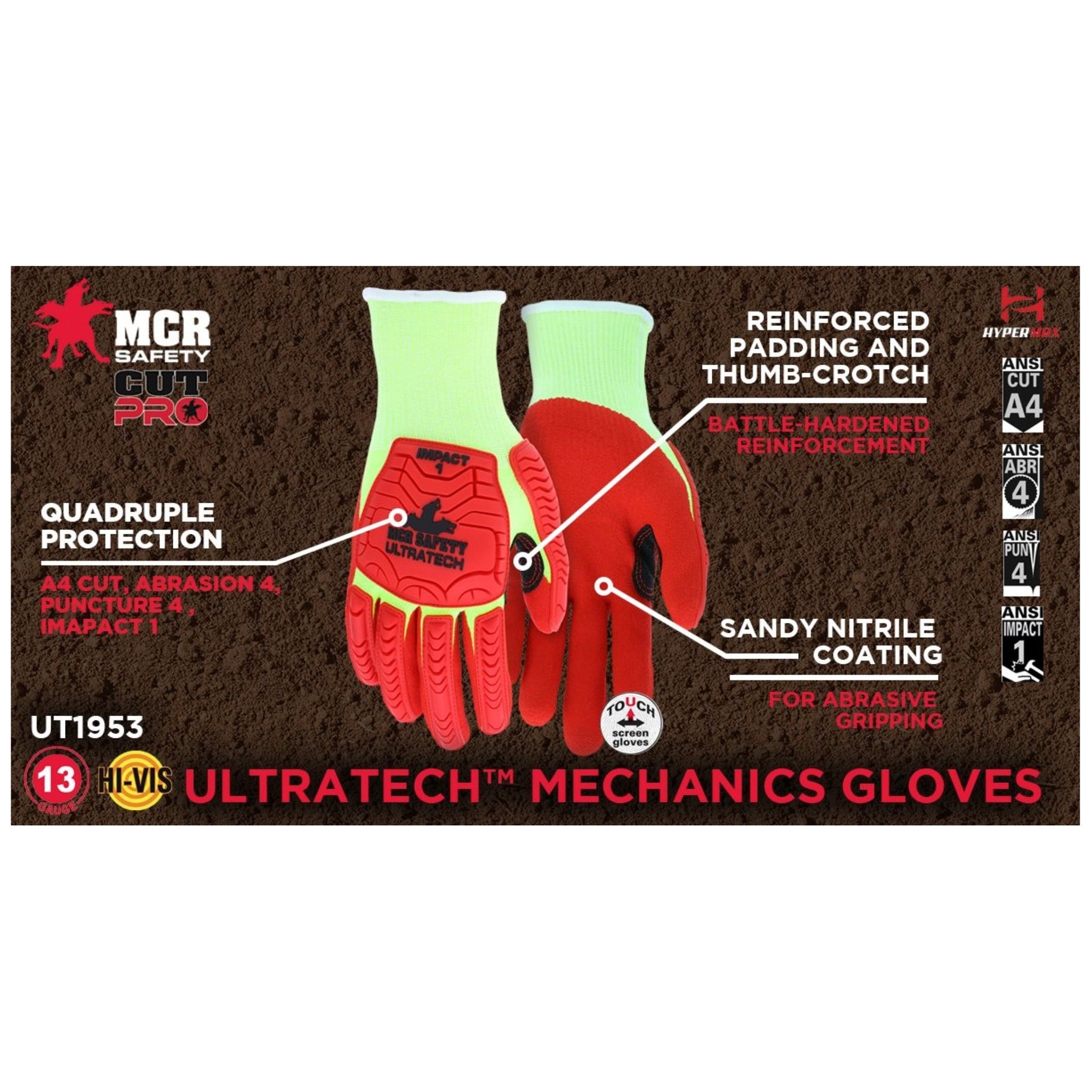 MCR Safety Ultratech UT1953 Work Gloves, Specs_2