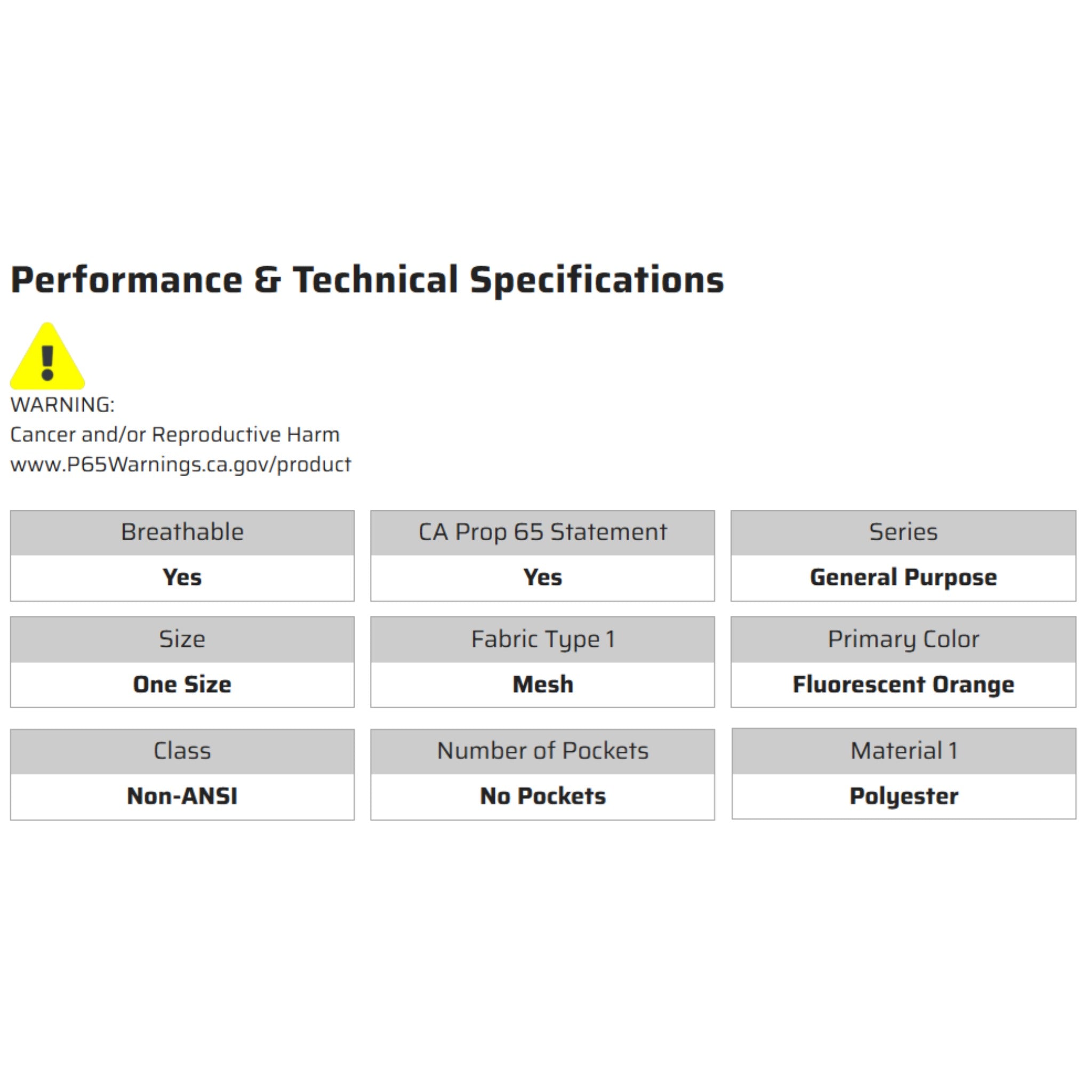 MCR Safety V211R Safety Vest, Specs