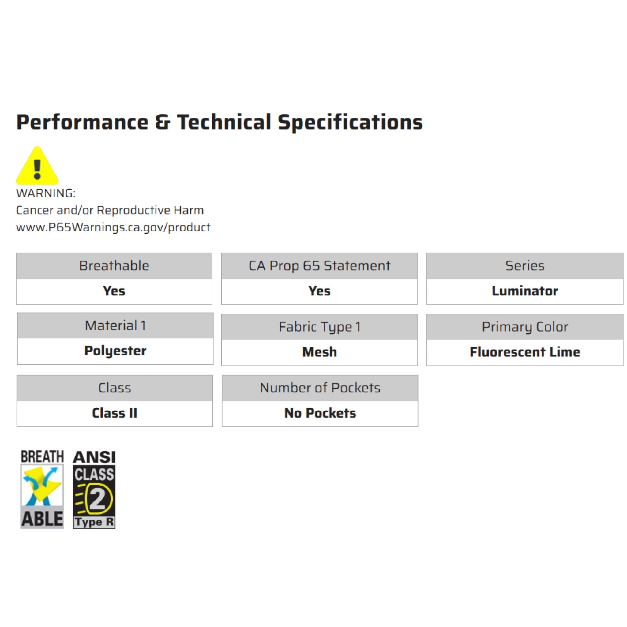 MCR Safety V2CL2ML Safety Vest, Specs