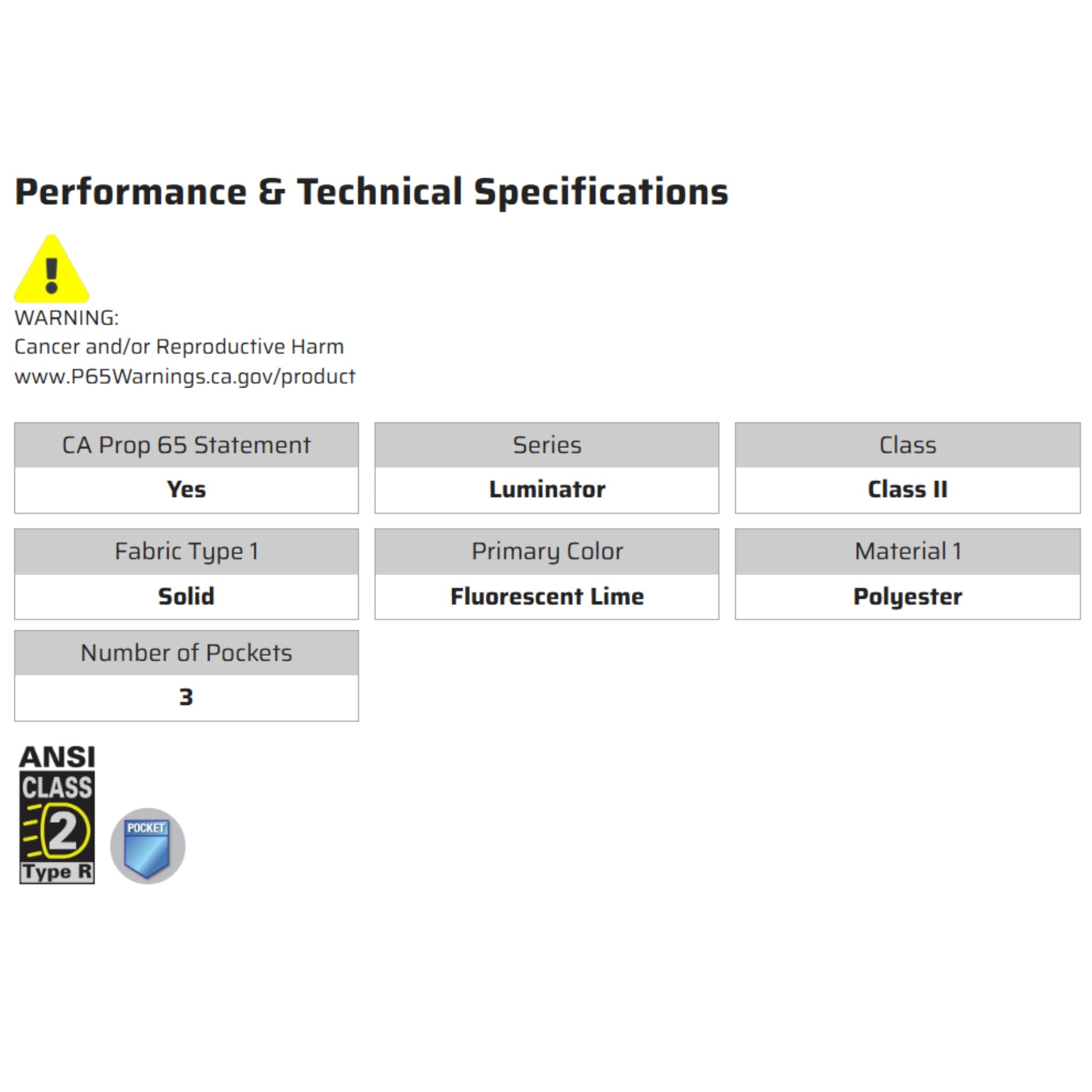 MCR Safety Luminator VCL2SL Safety Vest, Specs
