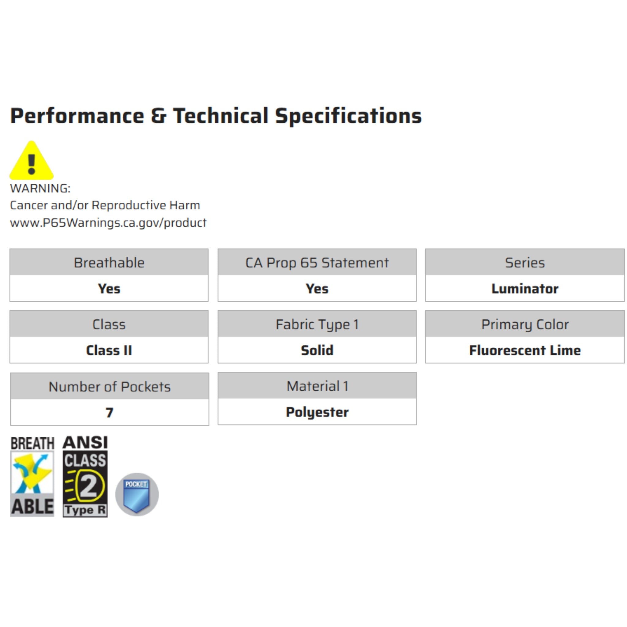 MCR Safety Luminator WCCL2MLSZ Safety Vest, Specs