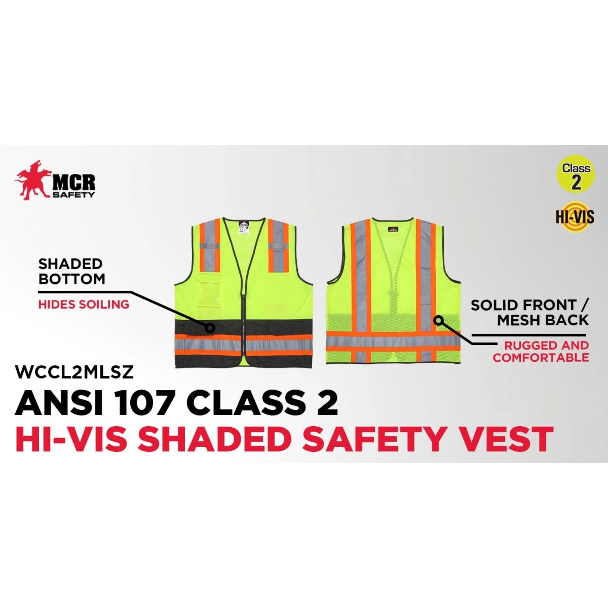 MCR Safety Luminator WCCL2MLSZ Safety Vest, Specs 2.0