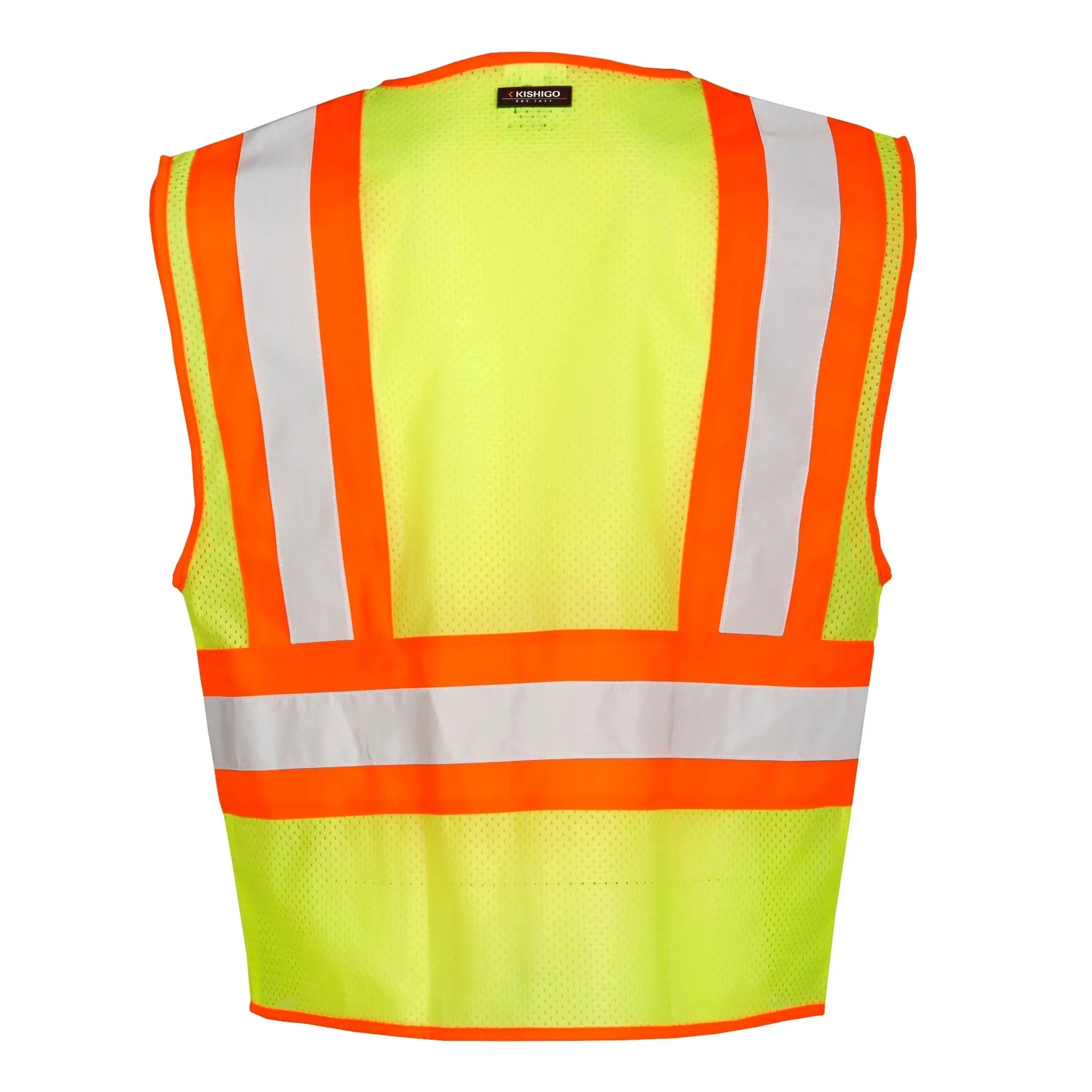 Kishigo 1056-L Contrasting Mesh Vest, Type R, Class 2, Lime, 1 Each-Back