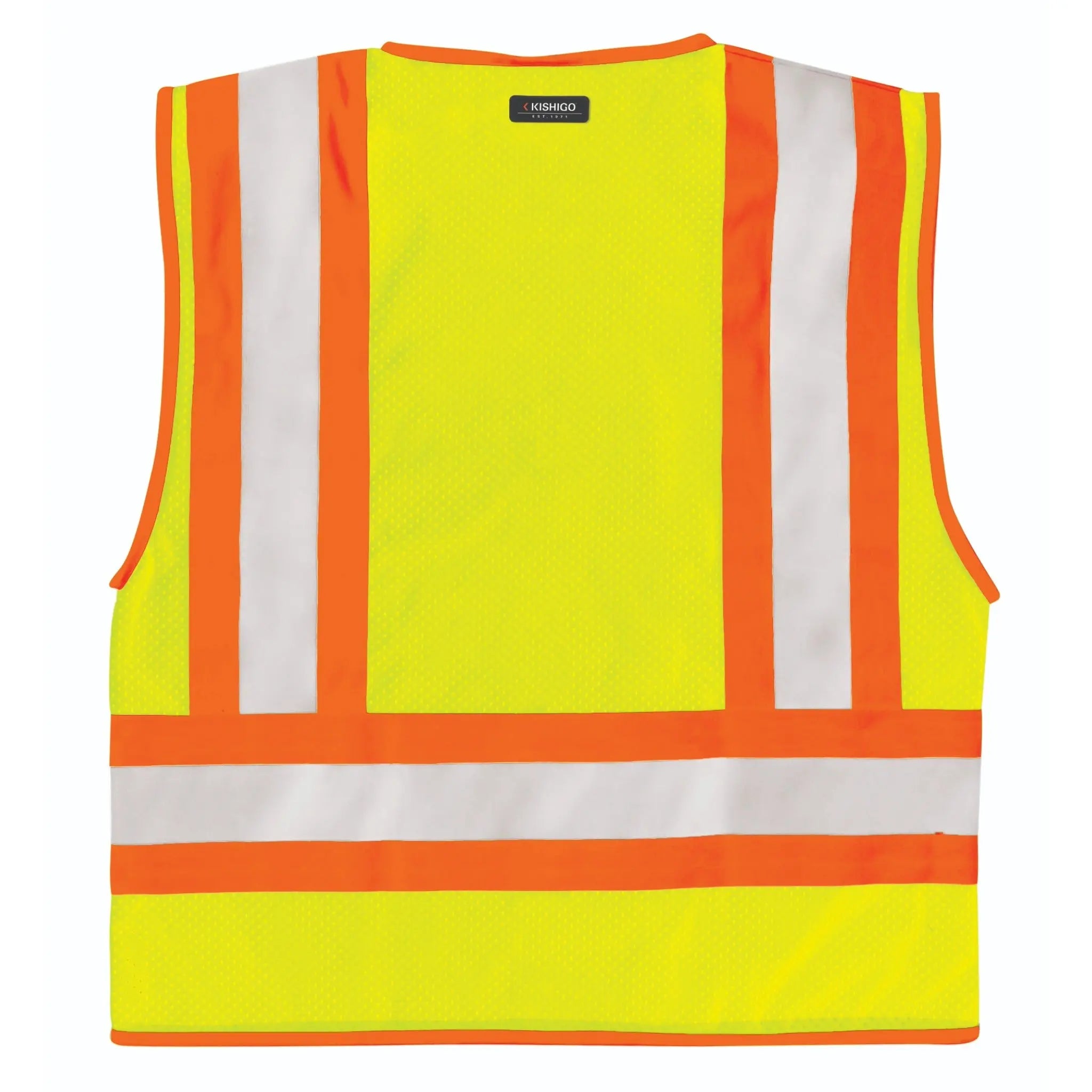 Kishigo 1056-L Contrasting Mesh Vest, Type R, Class 2, Lime, 1 Each-Back-Flat
