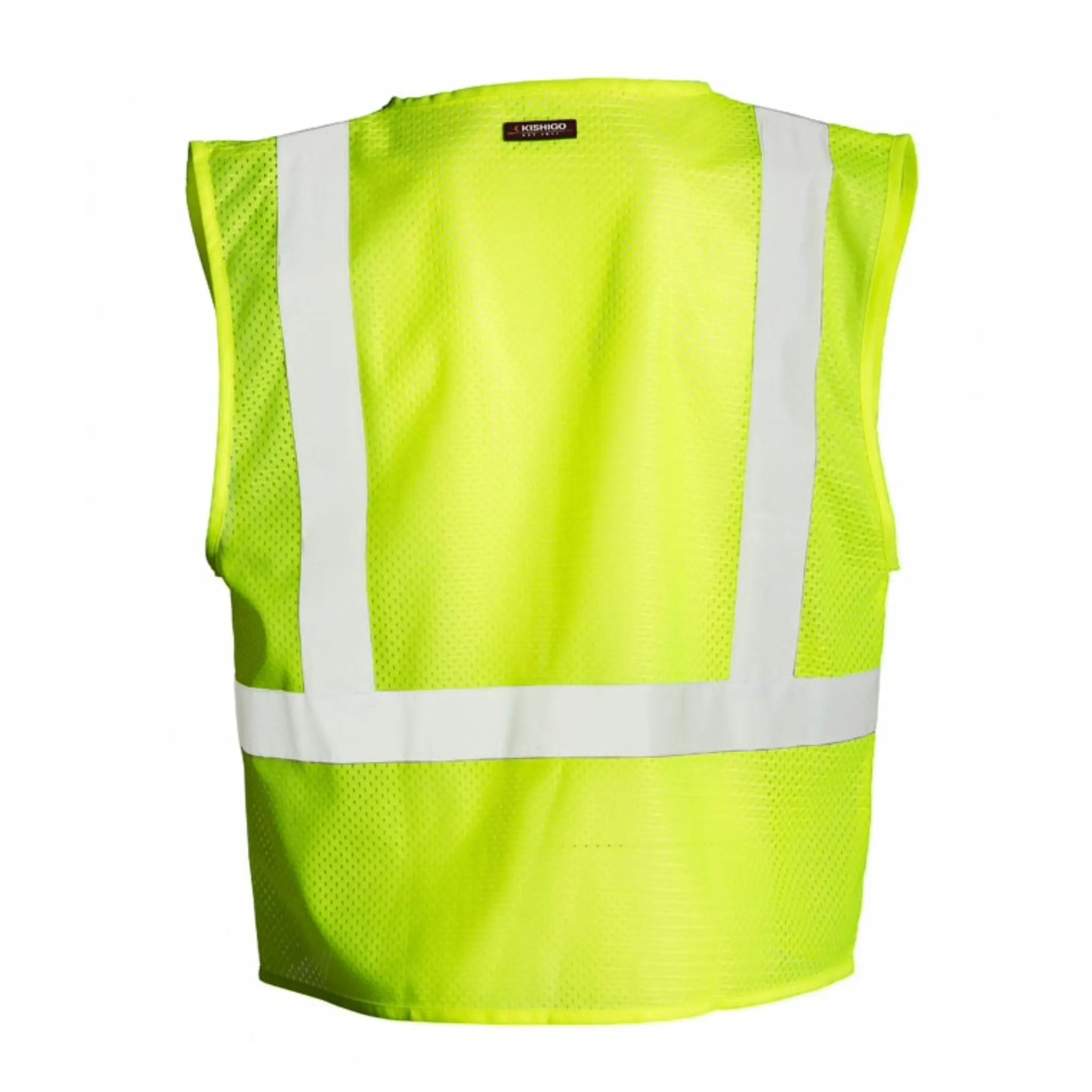 Kishigo 1083 ANSI Type R Class 2, 4 Pocket Hook and Loop Mesh Vest, Lime, 1 Each-Back