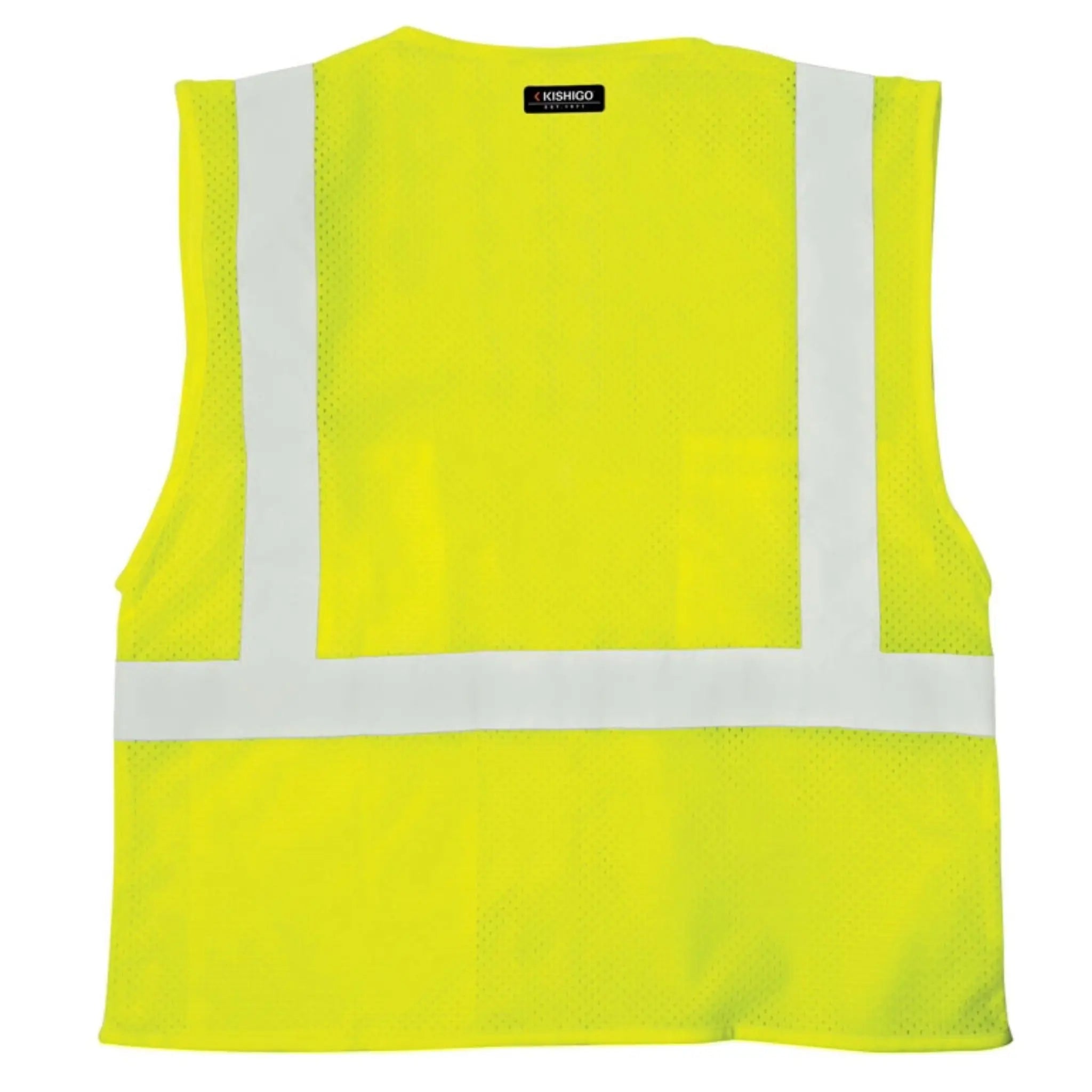 Kishigo 1085-2X Ultra-Cool 3-Pocket Zipper Mesh Vest, Type R, Class 2, Lime, 1 Each-Front-Back