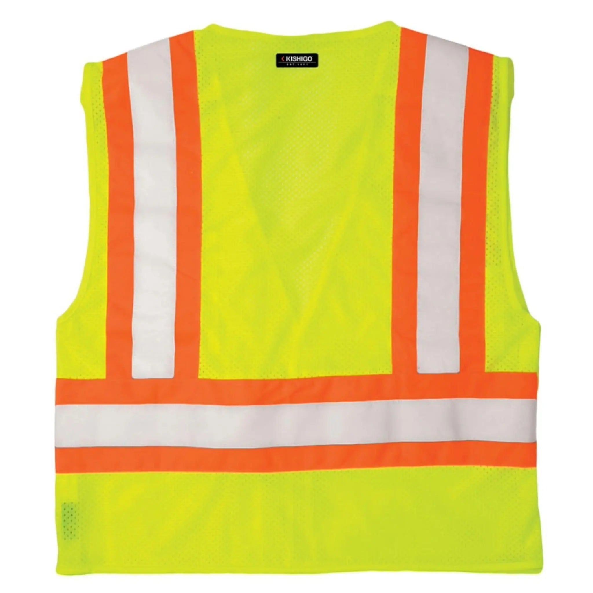 Kishigo 1174 Ultra-Cool Contrasting Mesh Breakaway Vest, Type R, Class 2, Lime, 1 Each-B-Flat