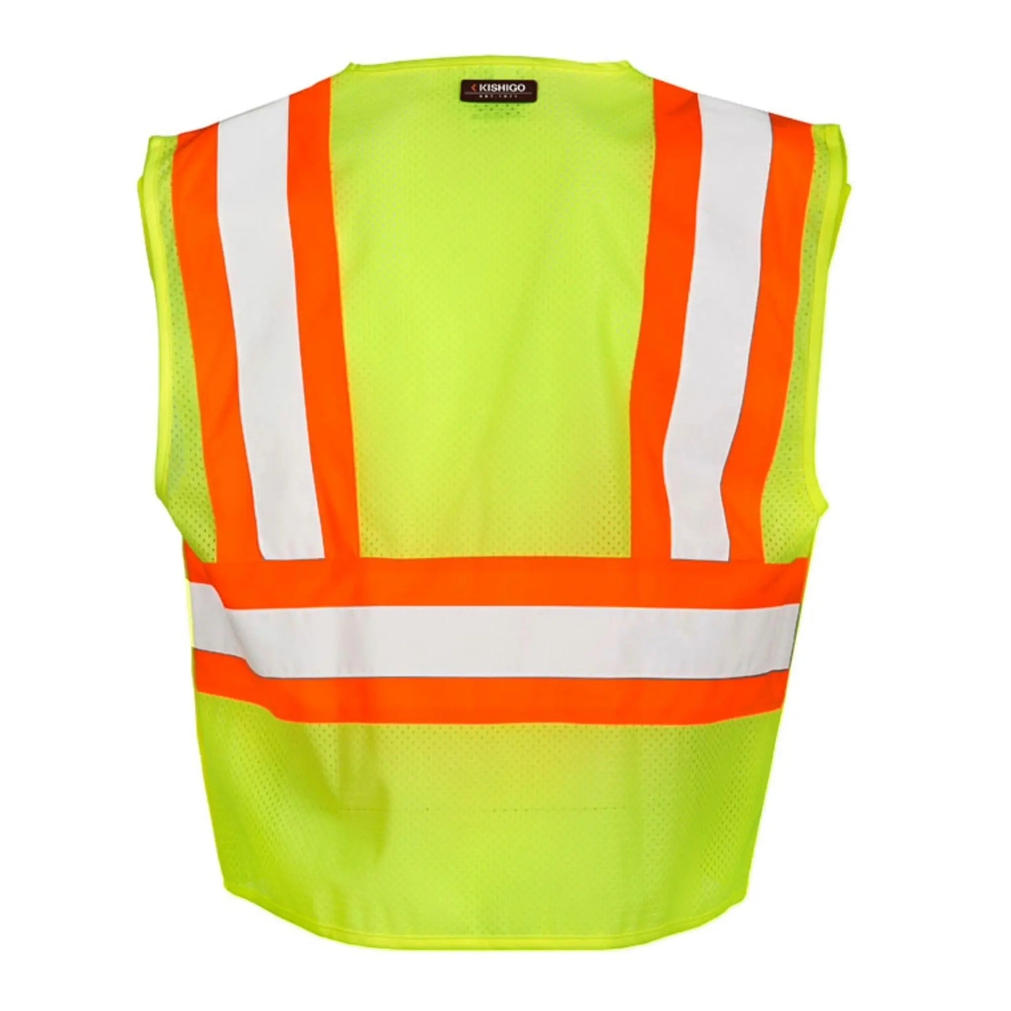 Kishigo 1174 Ultra-Cool Contrasting Mesh Breakaway Vest, Type R, Class 2, Lime, 1 Each-Back