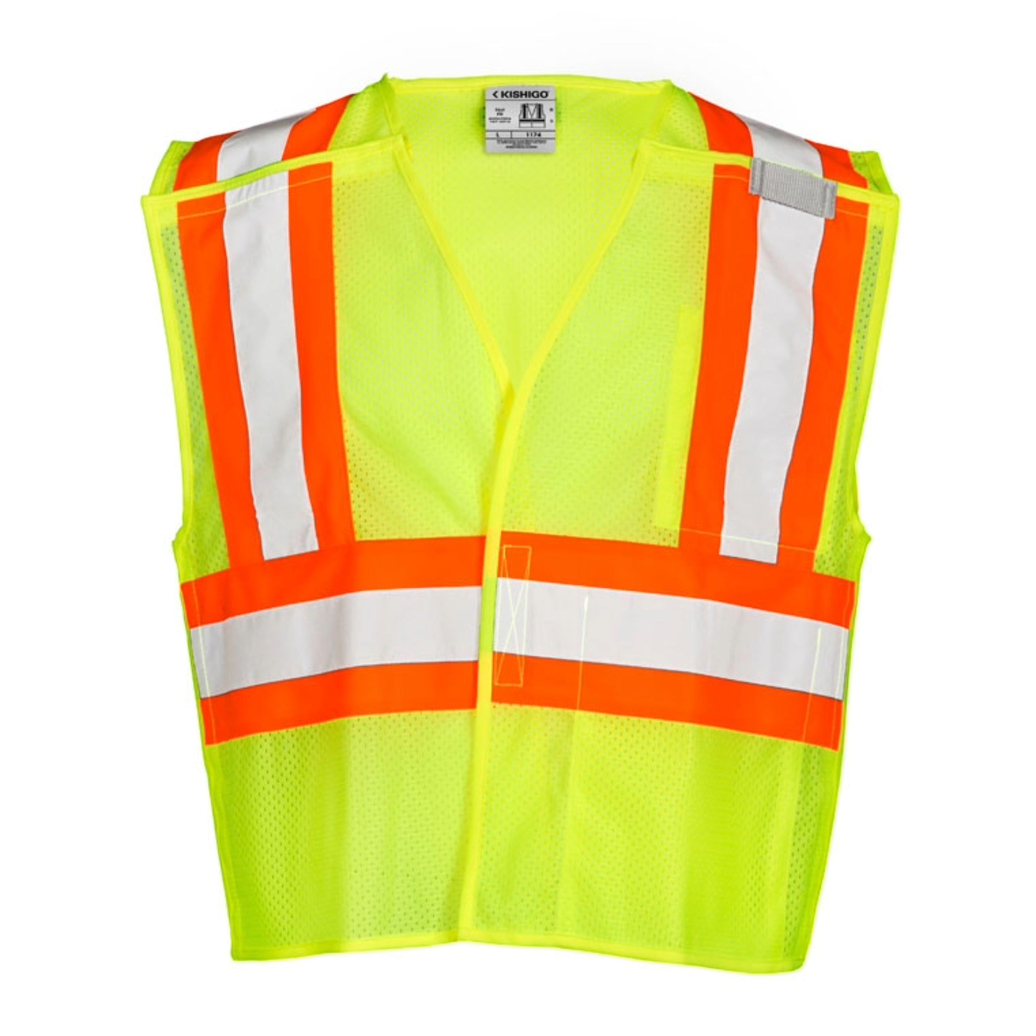 Kishigo 1174 Ultra-Cool Contrasting Mesh Breakaway Vest, Type R, Class 2, Lime, 1 Each-Front