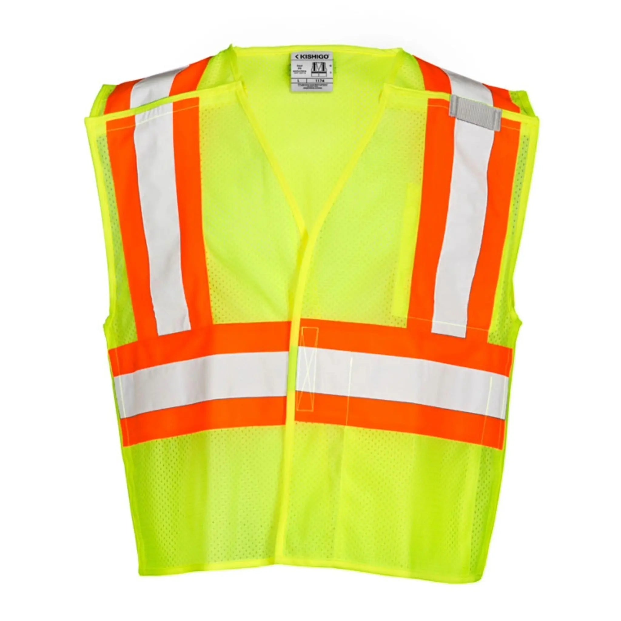 Kishigo 1174 Ultra-Cool Contrasting Mesh Breakaway Vest, Type R, Class 2, Lime, 1 Each-Front