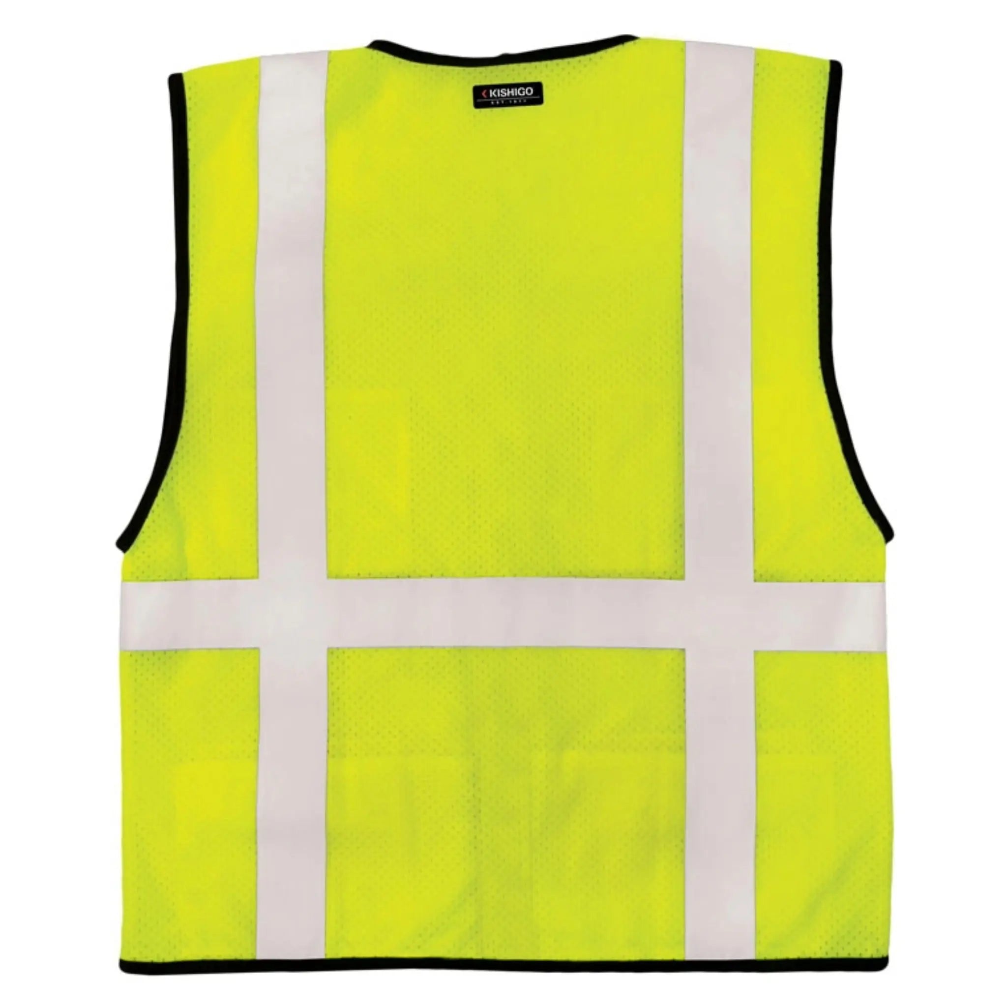 Kishigo 1191 6 Pocket Mesh Vest, Economy, Lime, 1 Each-Back-Flat