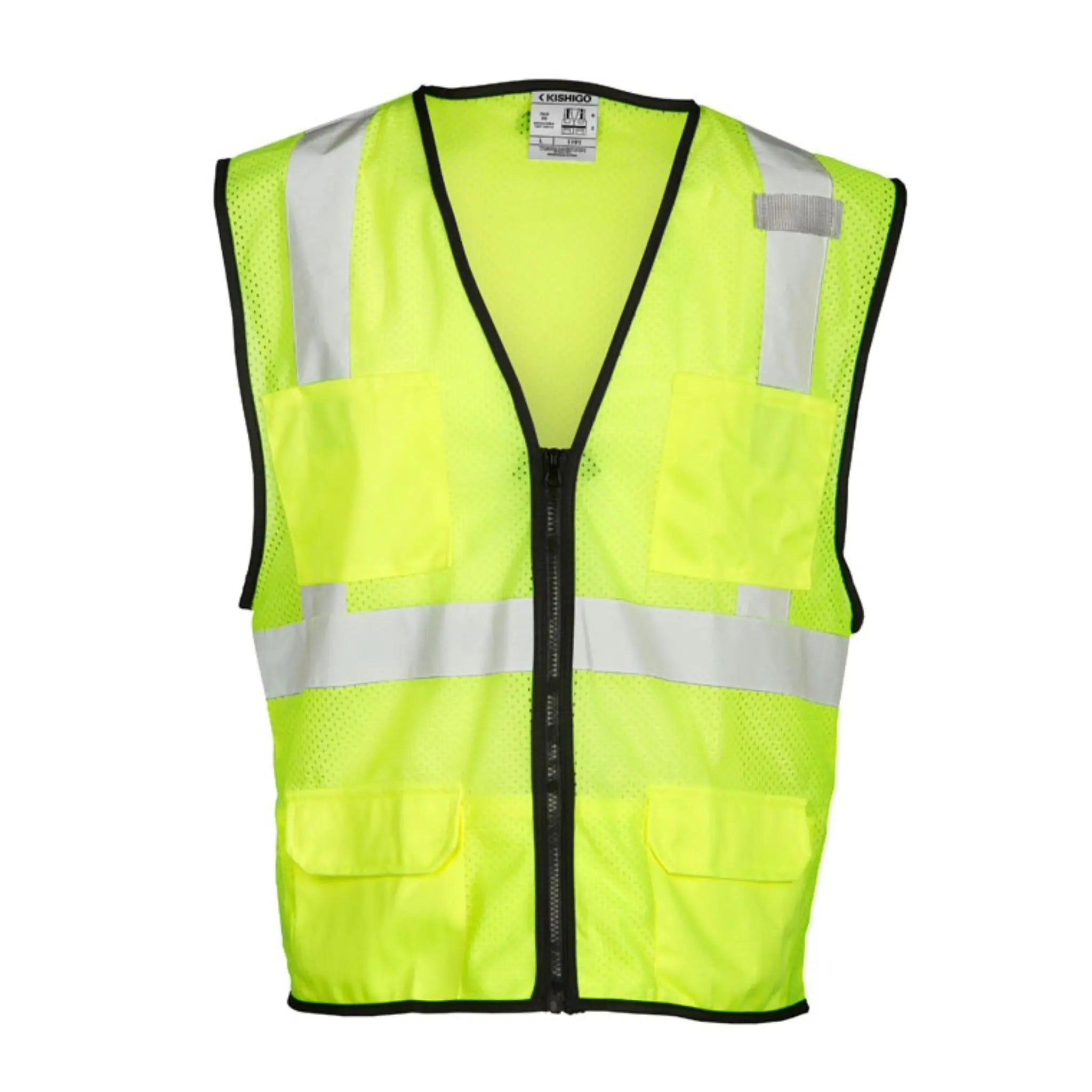 Kishigo 1191 6 Pocket Mesh Vest, Economy, Lime, 1 Each-Front