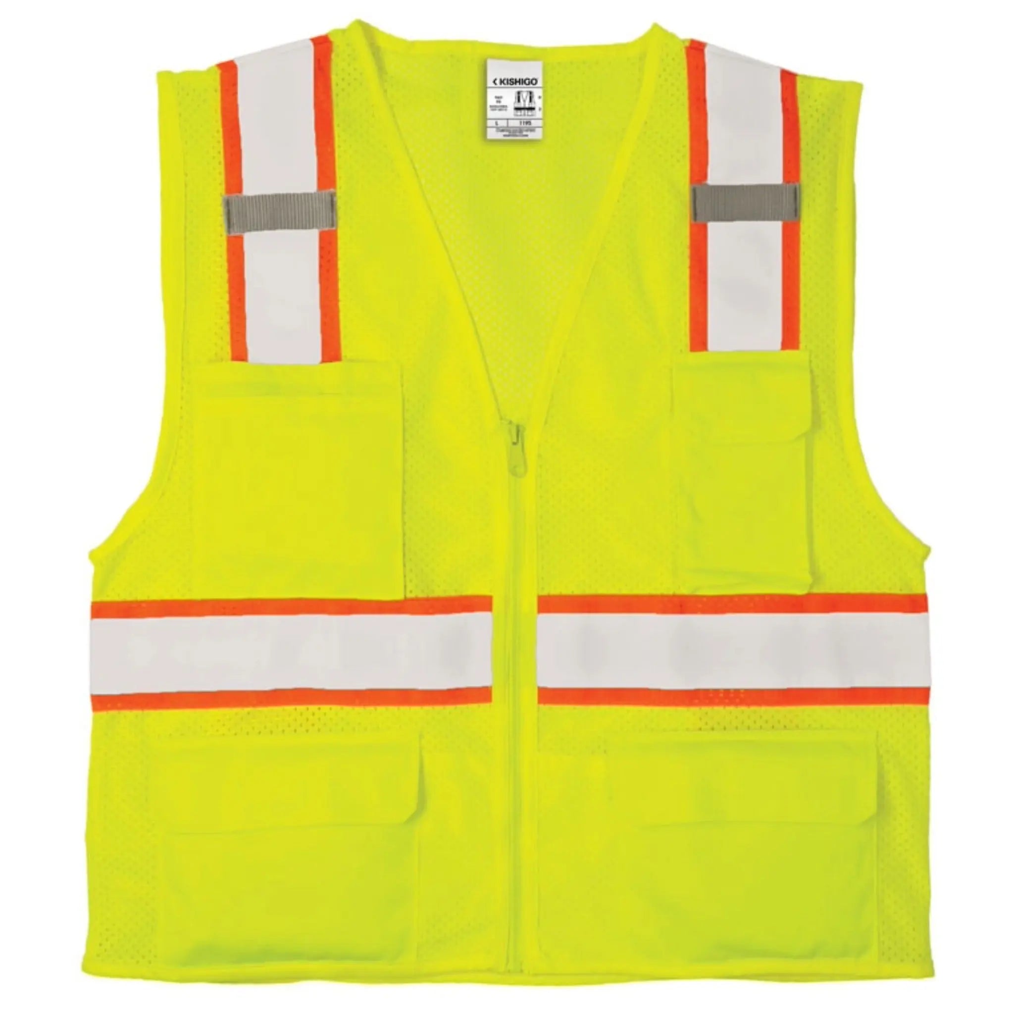 Kishigo Ultra-Cool 6-Pocket Mesh Vest, Type R, Class 2, 1 Each-Flat-Front