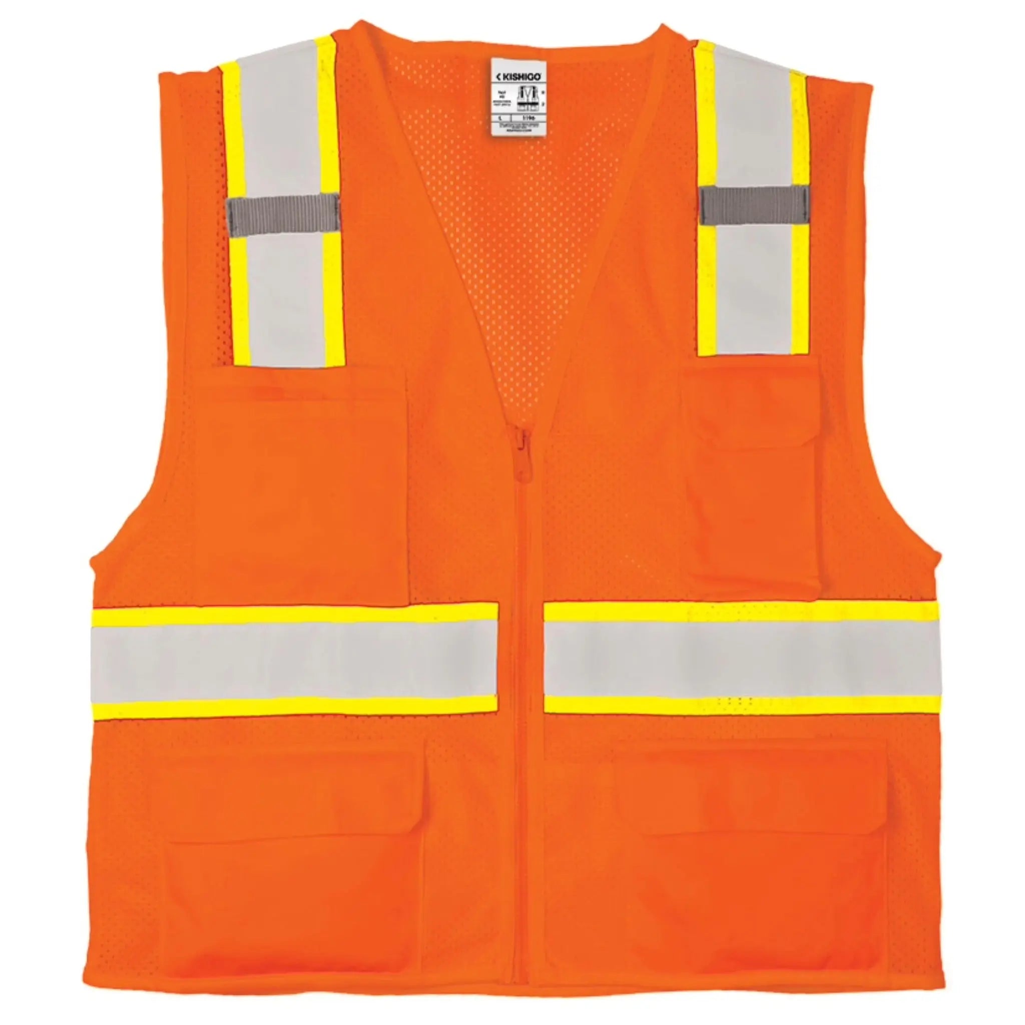 Kishigo Ultra-Cool 6-Pocket Mesh Vest, Type R, Class 2, 1 Each-Back-Orange