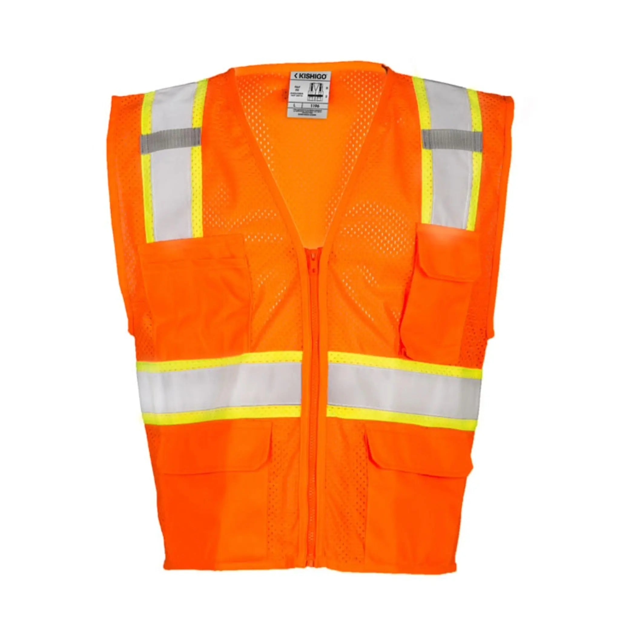 Kishigo Ultra-Cool 6-Pocket Mesh Vest, Type R, Class 2, 1 Each-Front-Orange