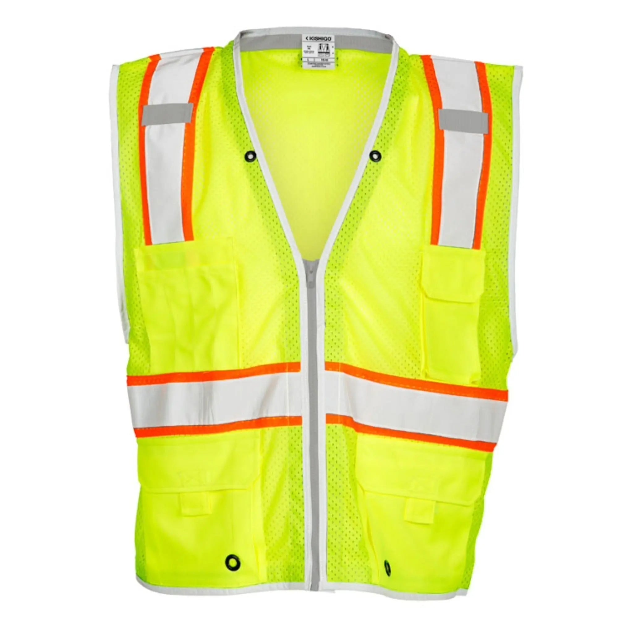 Kishigo Premium Brilliant Series Heavy Duty Vest, Type R, Class 2, Lime, 1 Each
