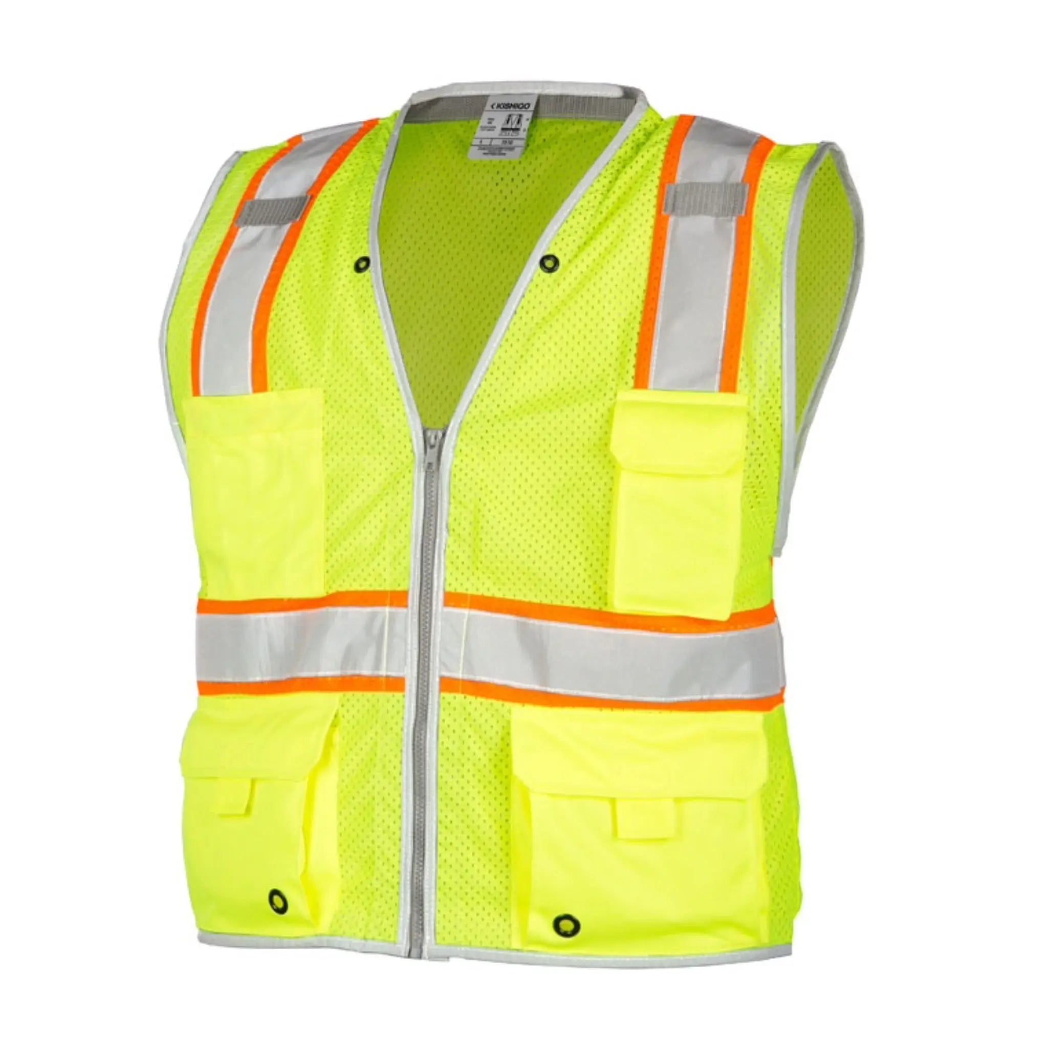 Kishigo Premium Brilliant Series Heavy Duty Vest, Type R, Class 2, Lime, 1 Each