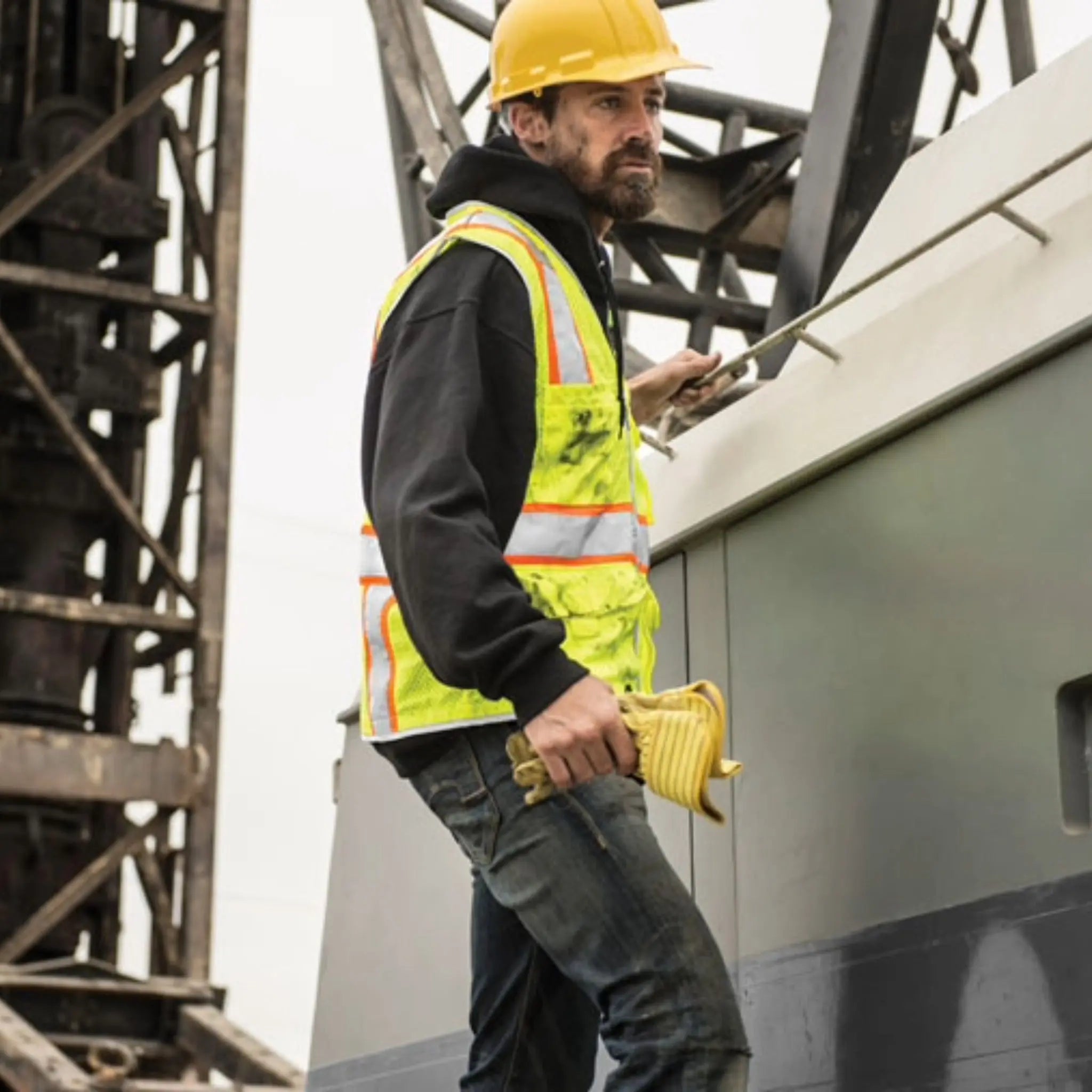 Kishigo Premium Brilliant Series Heavy Duty Vest, Type R, Class 2, Lime, 1 Each