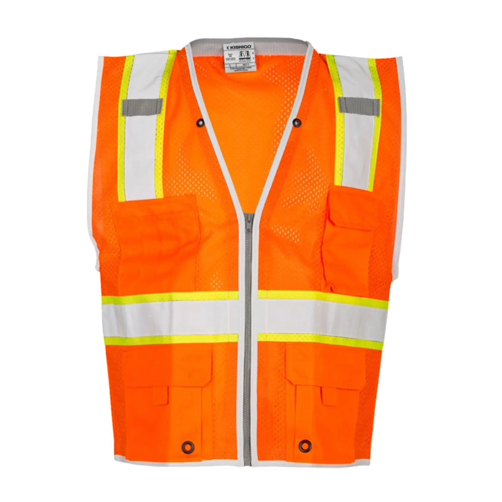 Kishigo Premium Brilliant Series Heavy Duty Vest, Type R, Class 2, Lime, 1 Each-Orange-front