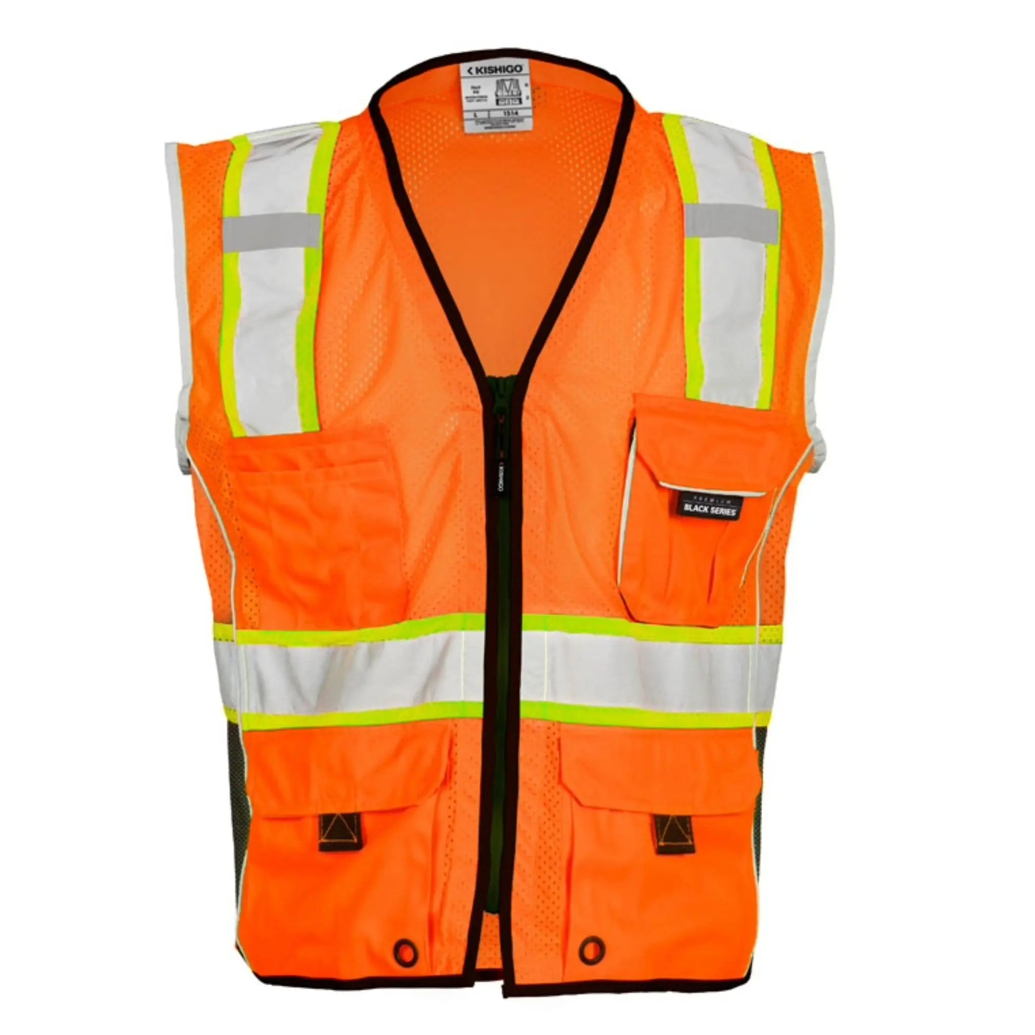 Kishigo Premium Black Series Heavy Duty Vest, Type R, Class 2, 1 Each-O=Front