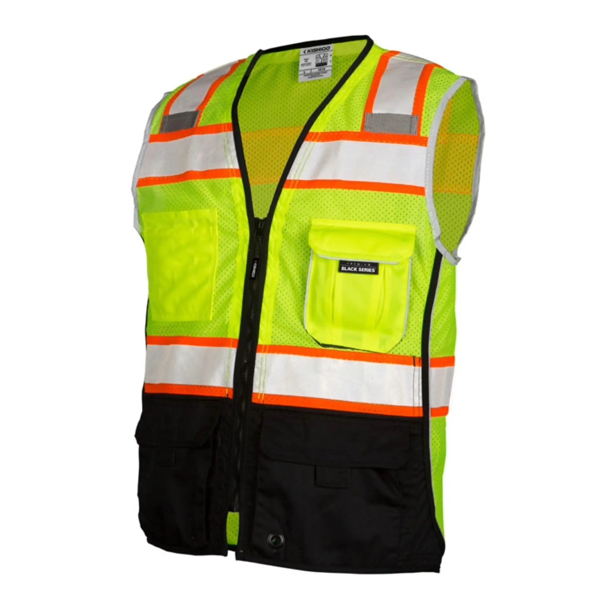 Kishigo ANSI Type R Class 2 Premium Black Series Black Bottom Vest, 1 Each