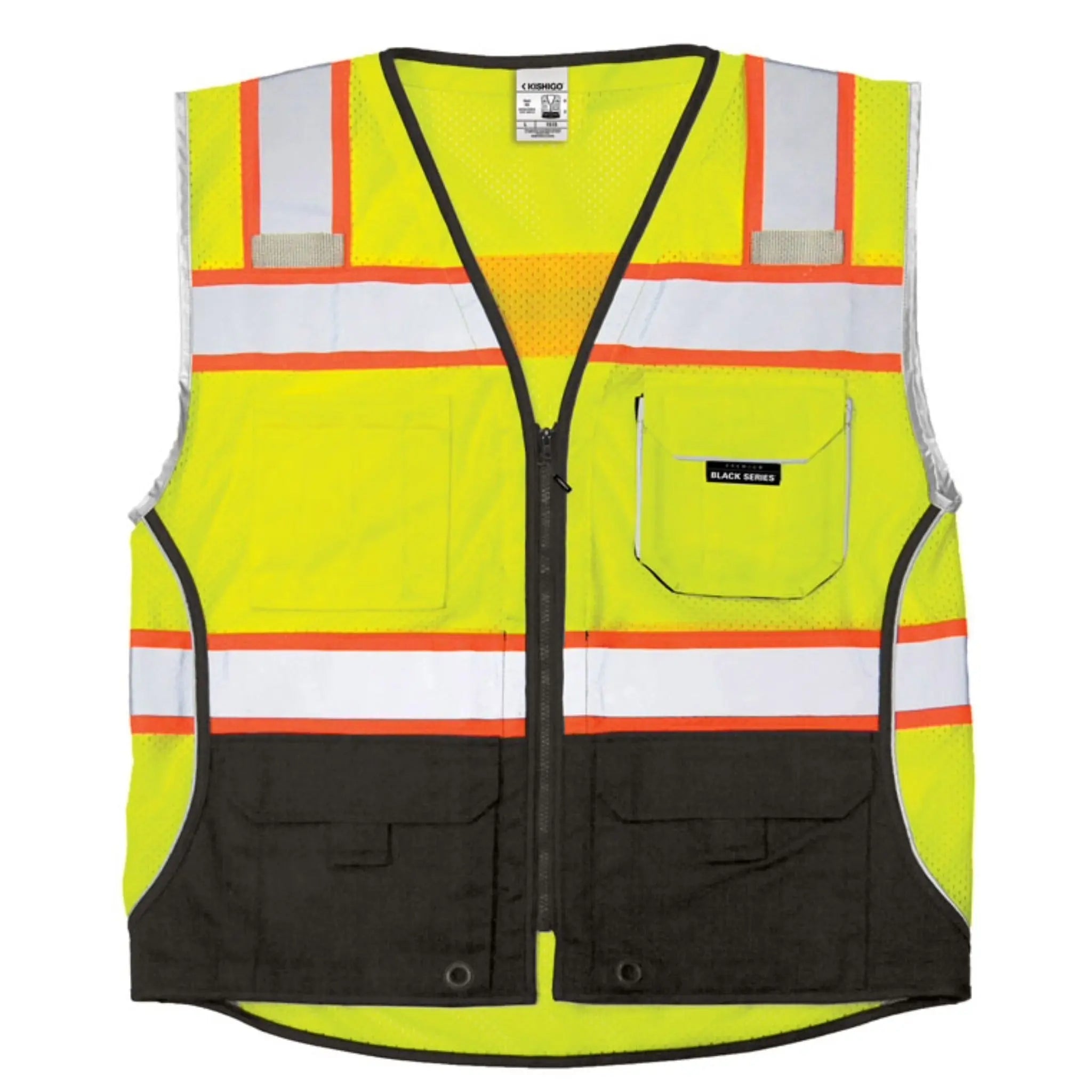 Kishigo ANSI Type R Class 2 Premium Black Series Black Bottom Vest, 1 Each