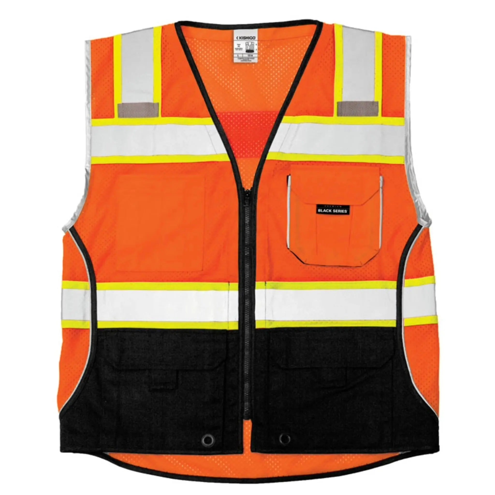 Kishigo ANSI Type R Class 2 Premium Black Series Black Bottom Vest, 1 Each
