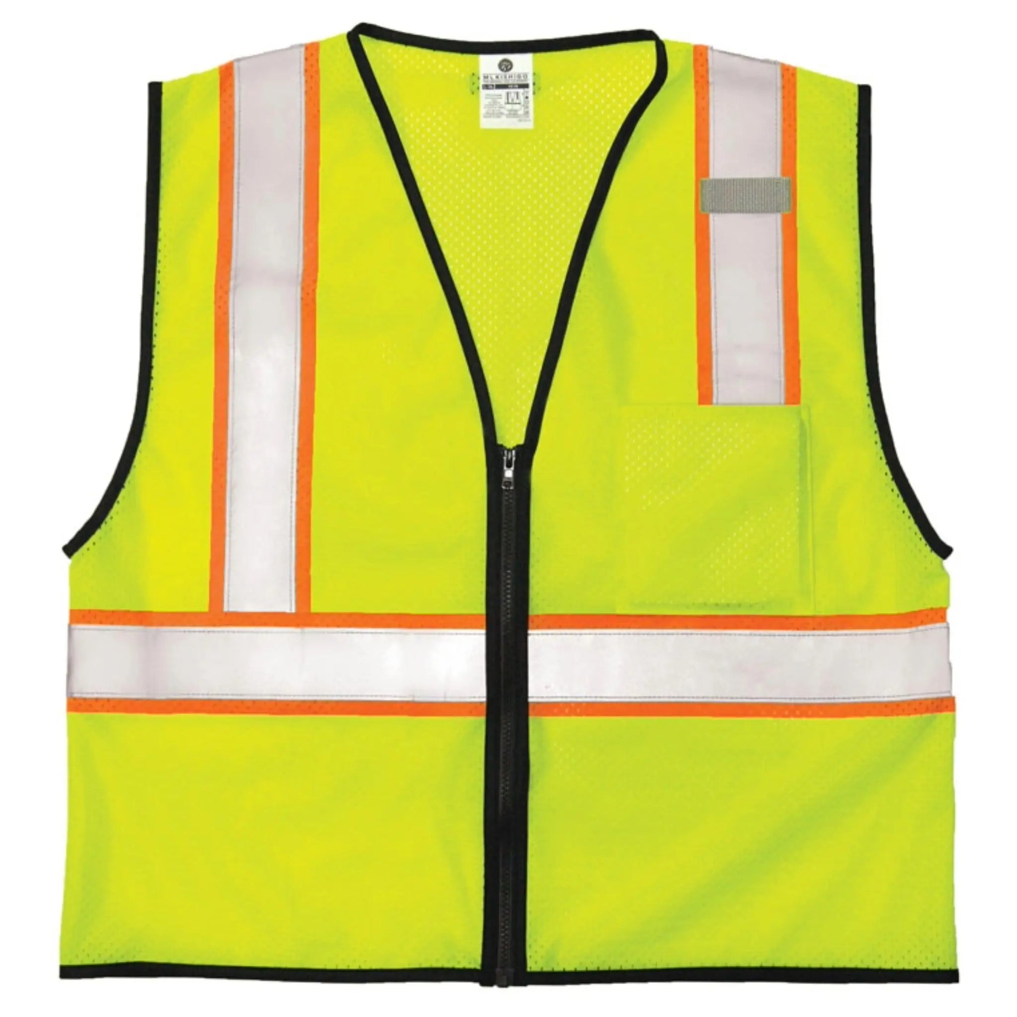 Kishigo Economy Single Pocket Contrasting Mesh Vest, Type R, Class 2, 1 Each-Front-Flat