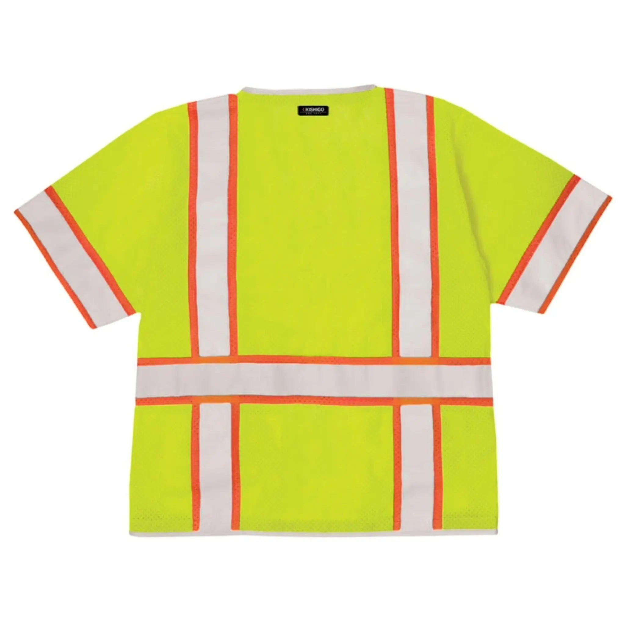 Kishigo 1550 Premium Black Series Class 2 Surveyor Vest, Type R, Class 3, Lime, 1 Each-Back-Flat
