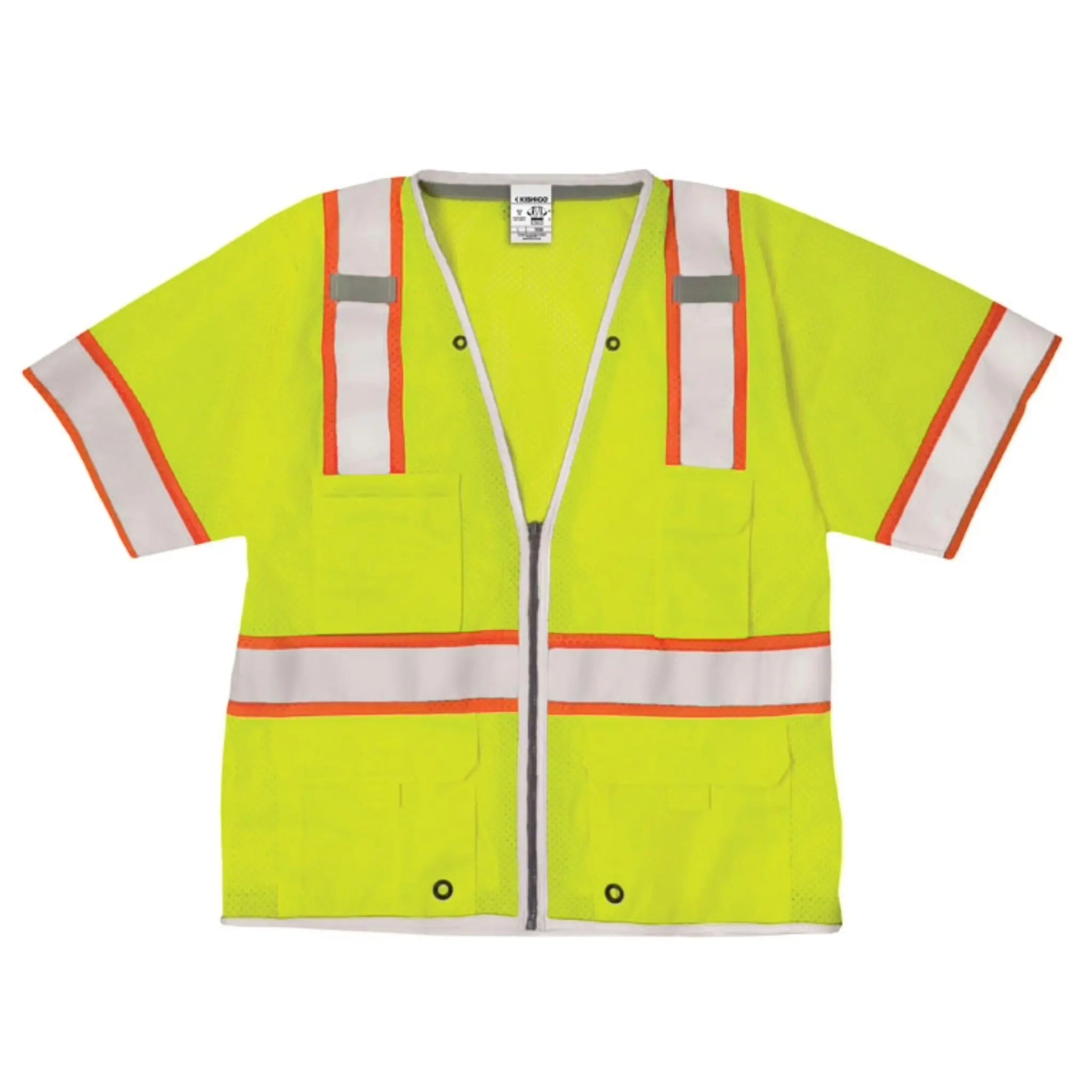 Kishigo 1550 Premium Black Series Class 2 Surveyor Vest, Type R, Class 3, Lime, 1 Each-Front-Flat