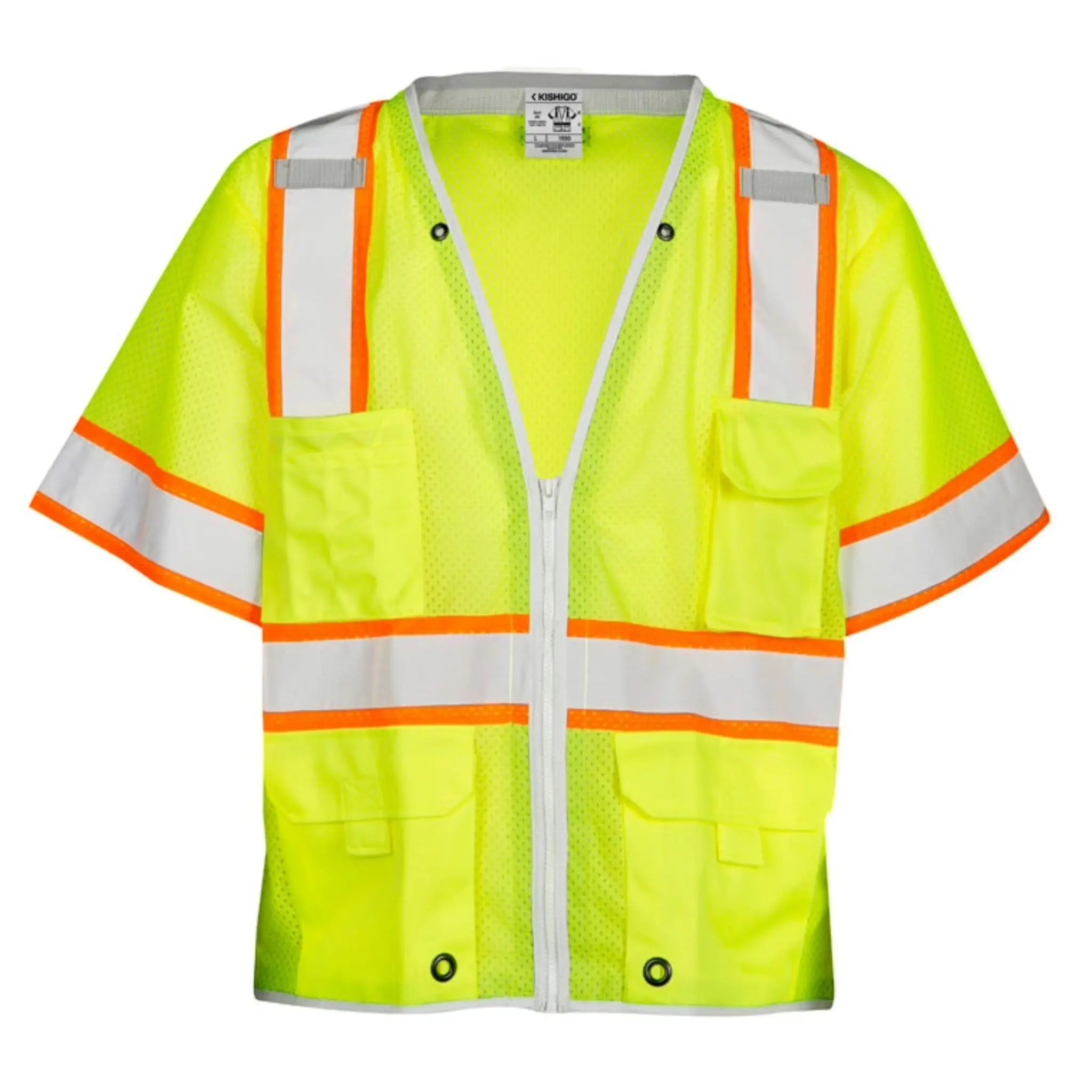 Kishigo 1550 Premium Black Series Class 2 Surveyor Vest, Type R, Class 3, Lime, 1 Each-FRONT