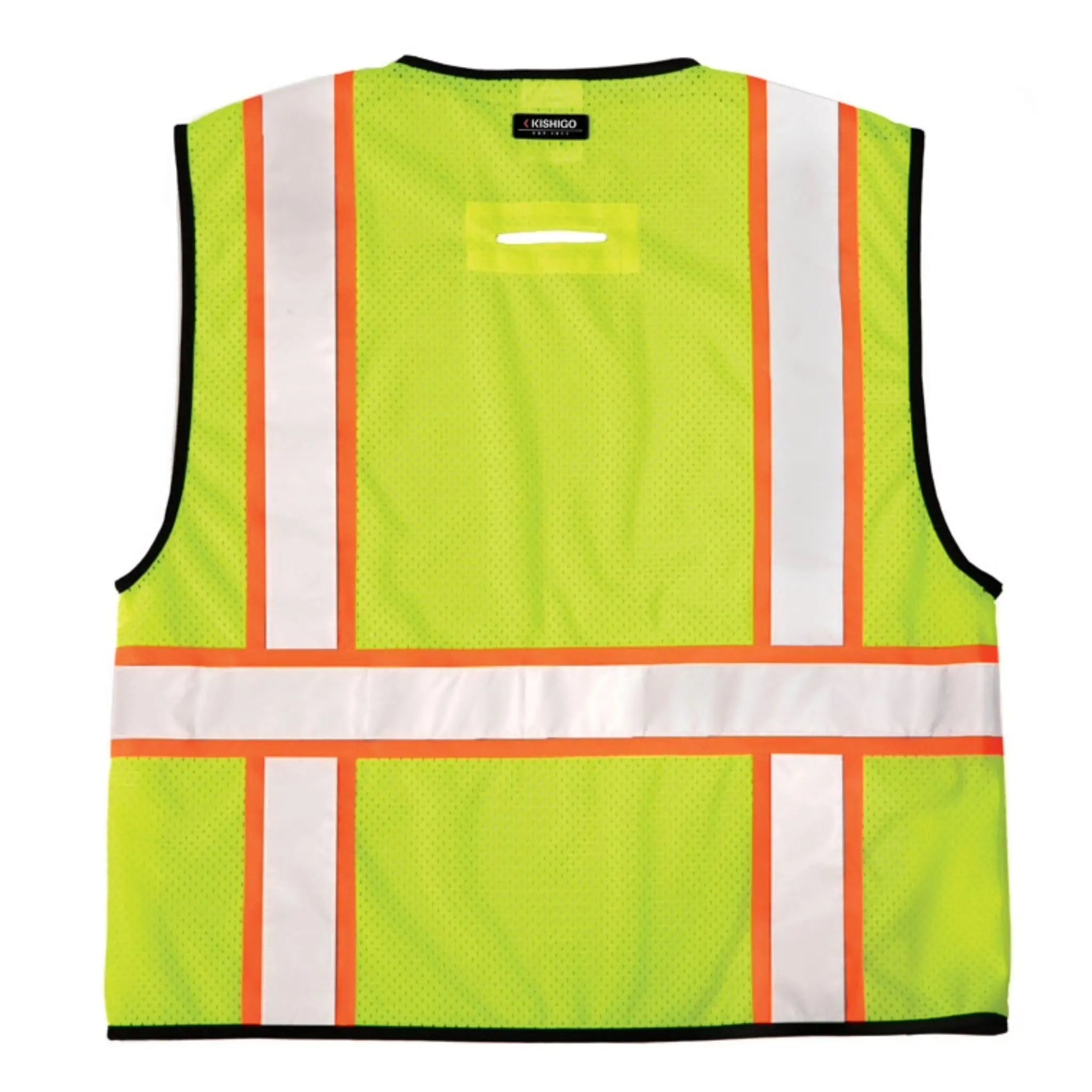 Kishigo 1580 Economy 6-Pocket Contrast Class 2 Vest, Type R, Class 2, Lime, 1 Each