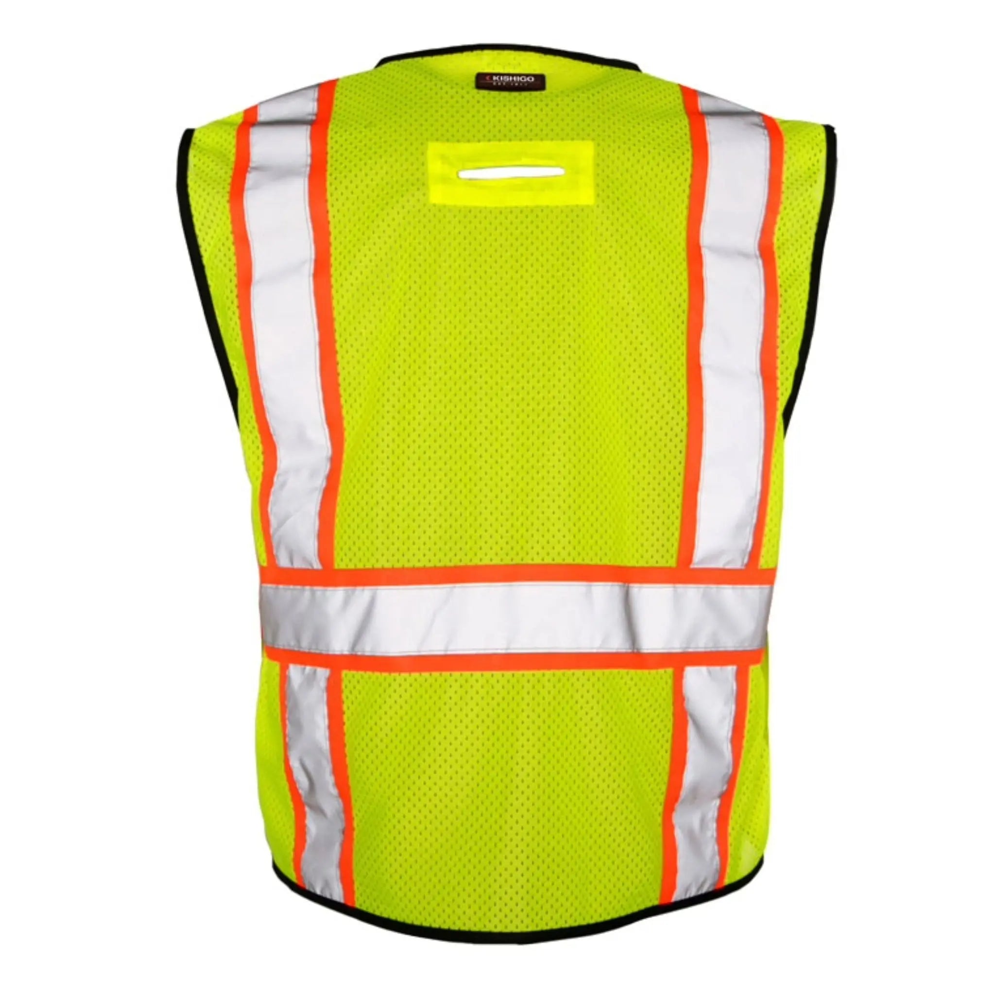Kishigo 1580 Economy 6-Pocket Contrast Class 2 Vest, Type R, Class 2, Lime, 1 Each-Back