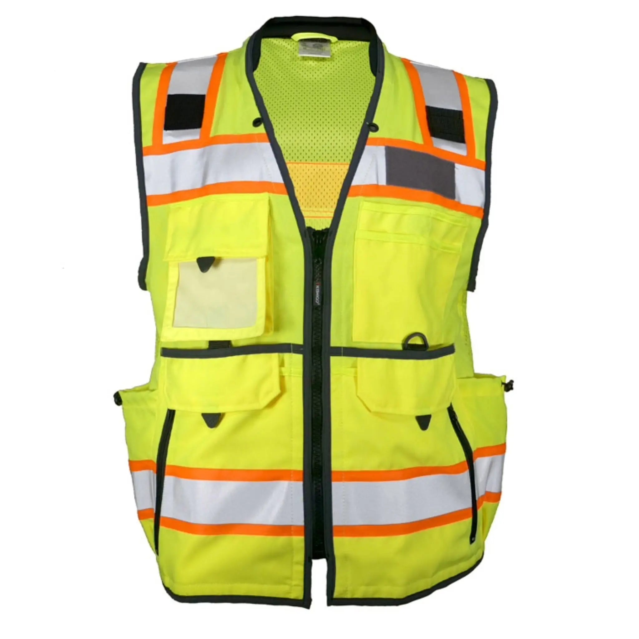 Kishigo 1823 Men's Ultimate Construction Vest, Type R, Class 2, Lime/Black, 1 Each
