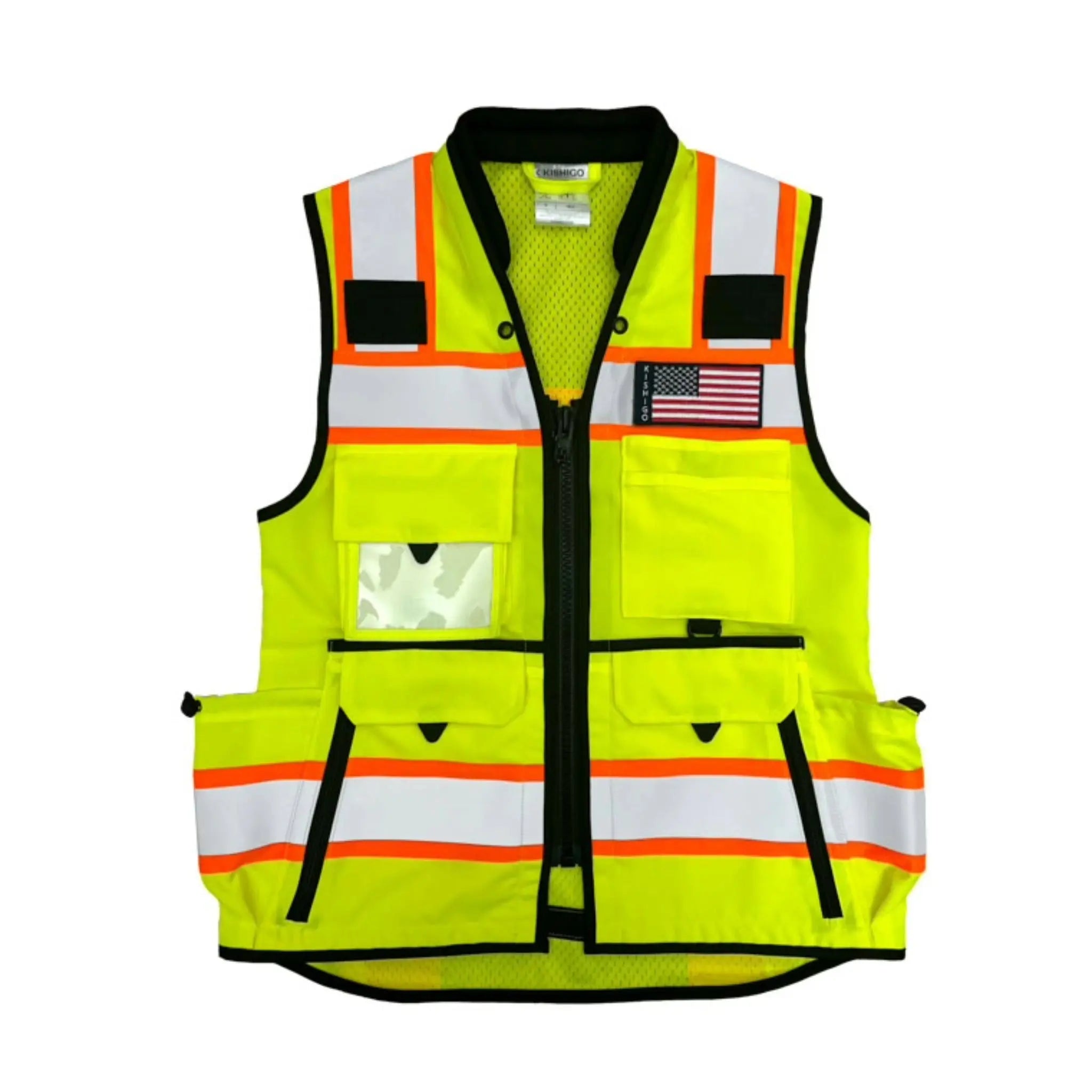 Kishigo 1824 Women's Ultimate Construction Vest, Type R, Class 2, Lime/Black, 1 Each