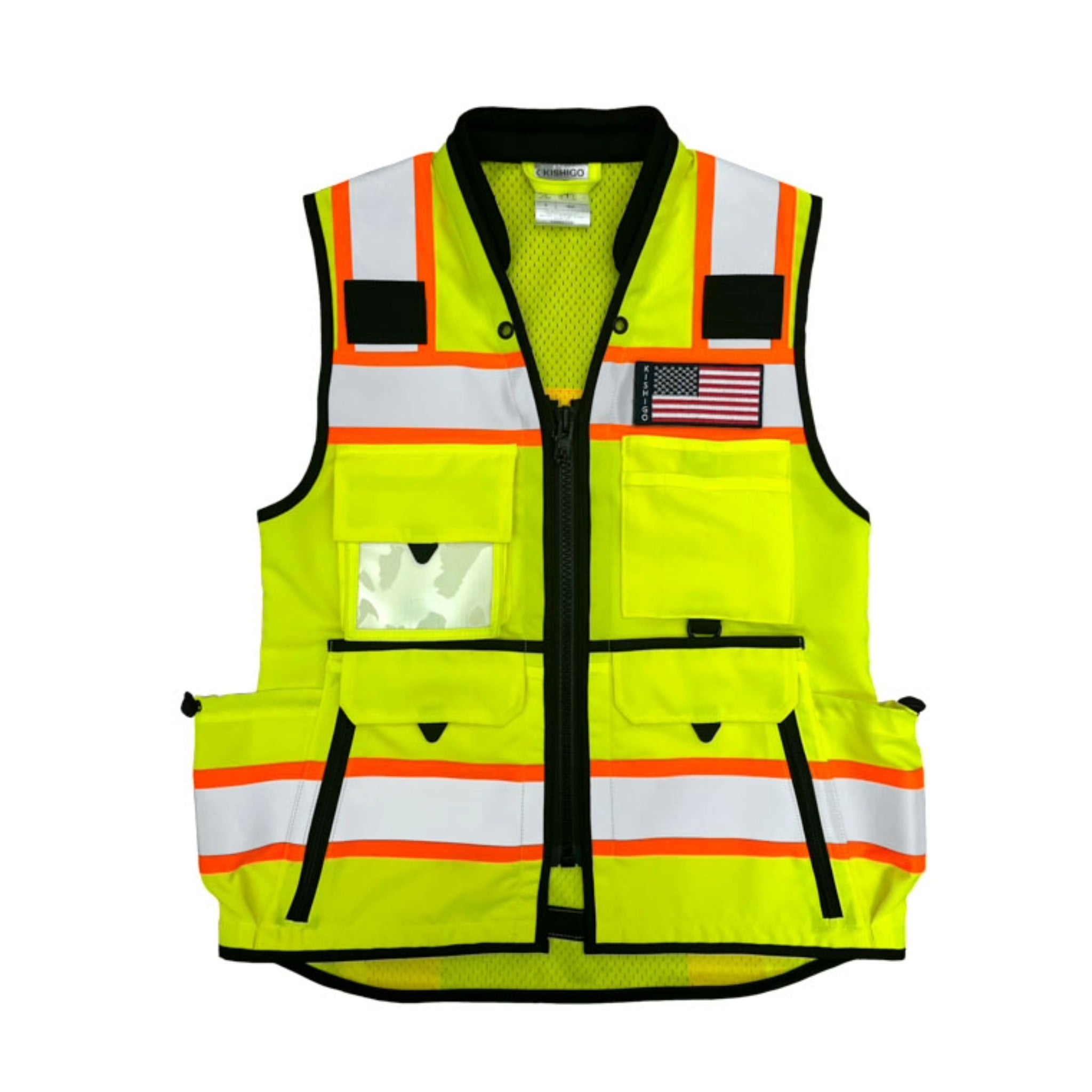 Kishigo 1824 Women's Ultimate Construction Vest, Type R, Class 2, Lime/Black, 1 Each