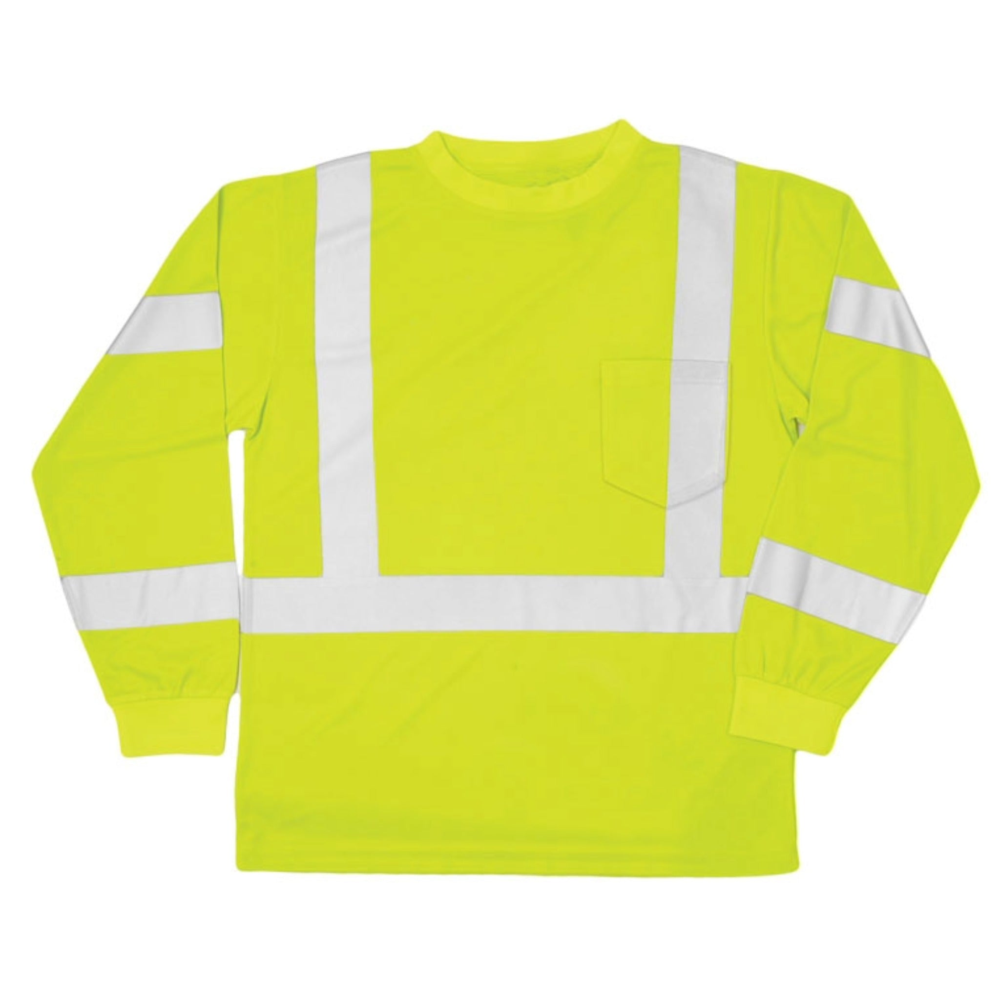 Kishigo 9145 Economy Series Class 3 Long Sleeve Performance T-Shirt, Lime, 1 Each