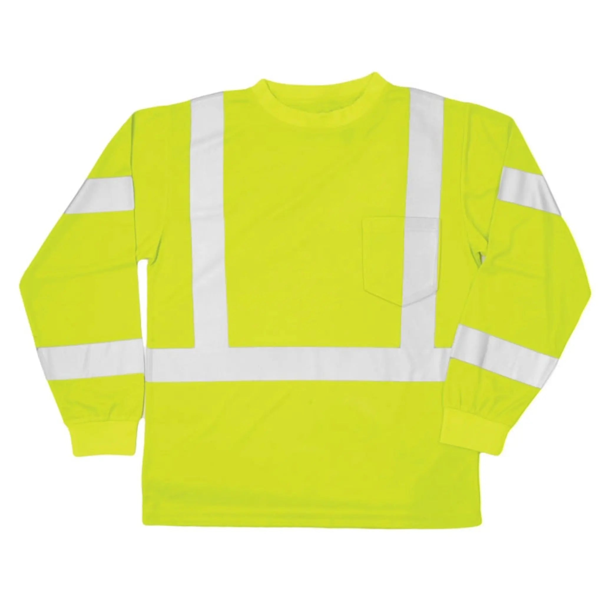 Kishigo 9145 Economy Series Class 3 Long Sleeve Performance T-Shirt, Lime, 1 Each